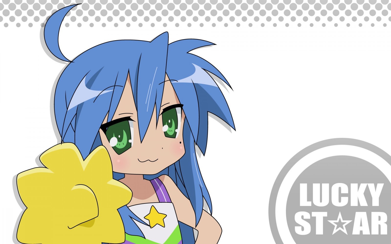 Konata Izumi from Lucky Star holding a yellow star HD Wallpaper