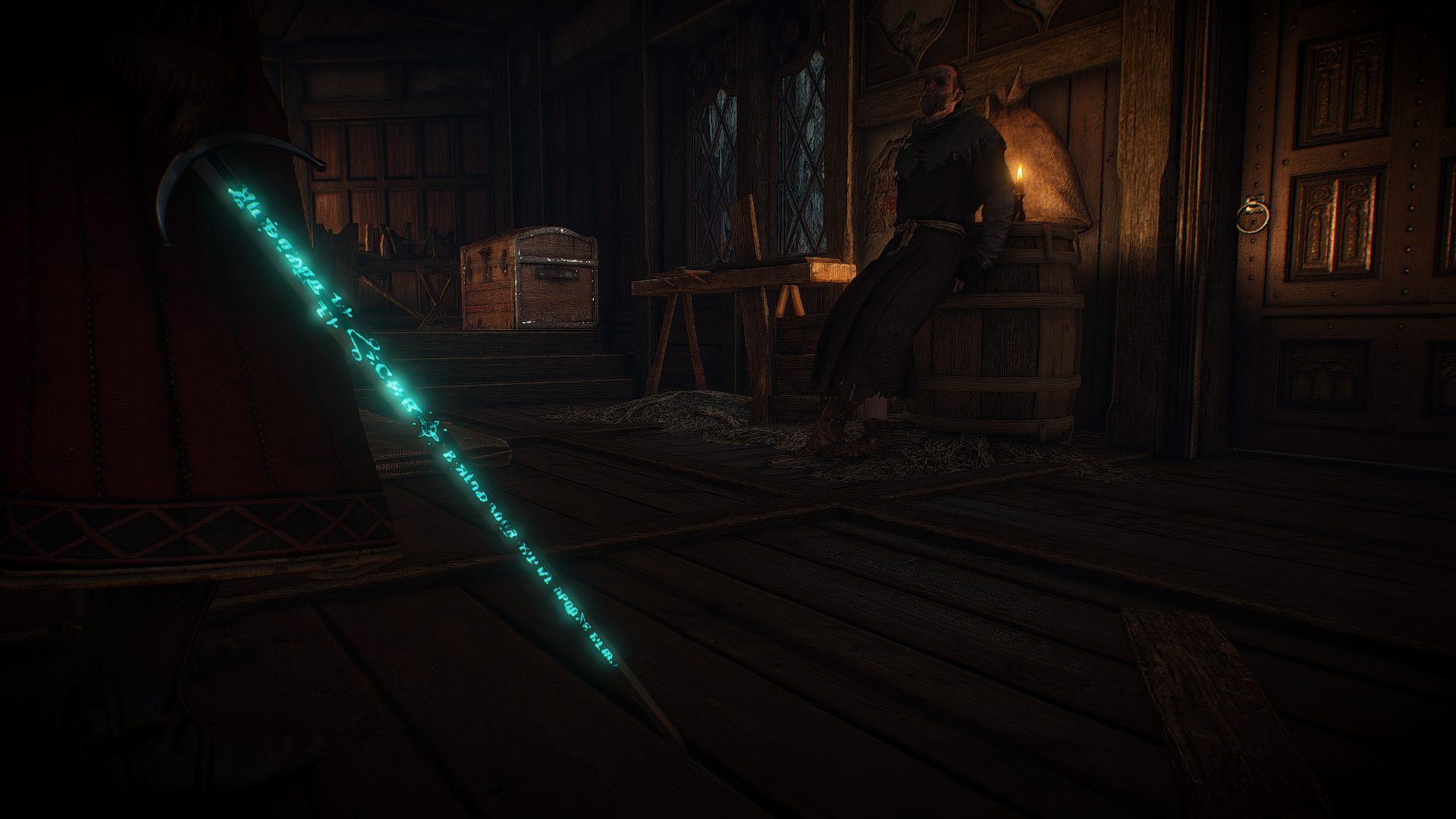 The Witcher 3: Wild Hunt screenshot of a dark interior HD Wallpaper