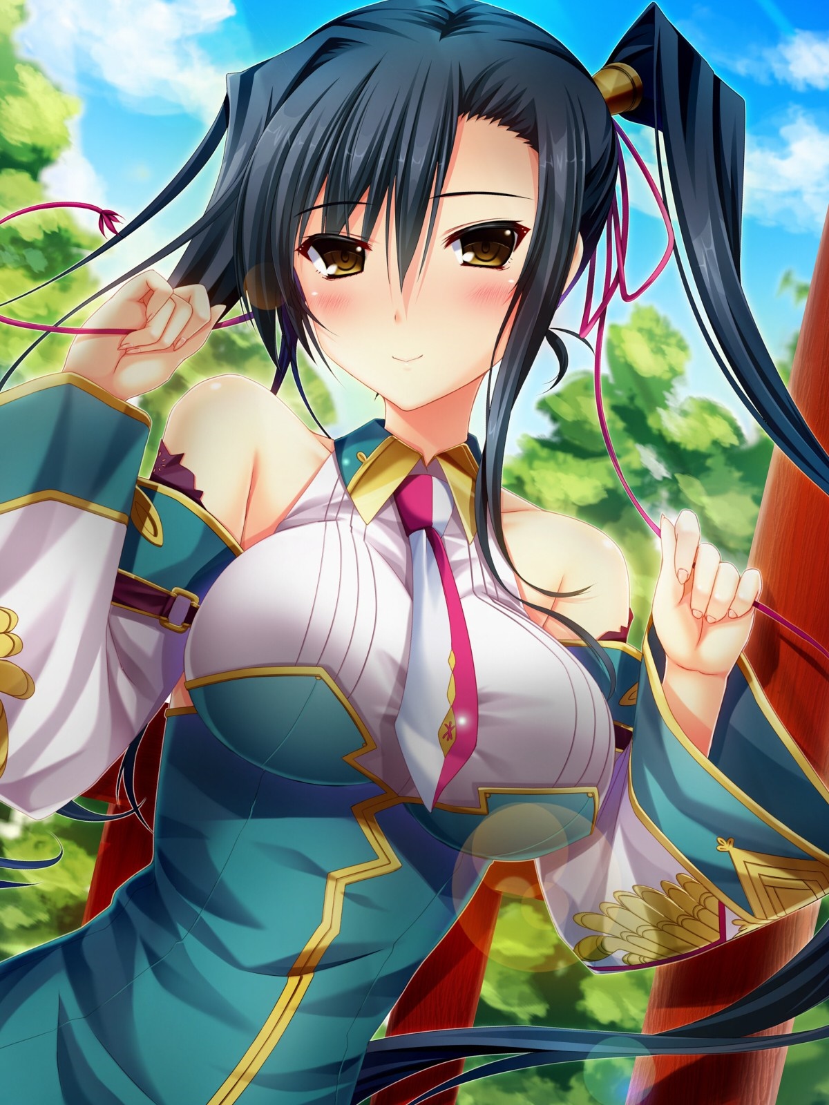 Anime girl with black hair in twin tails HD Wallpaper