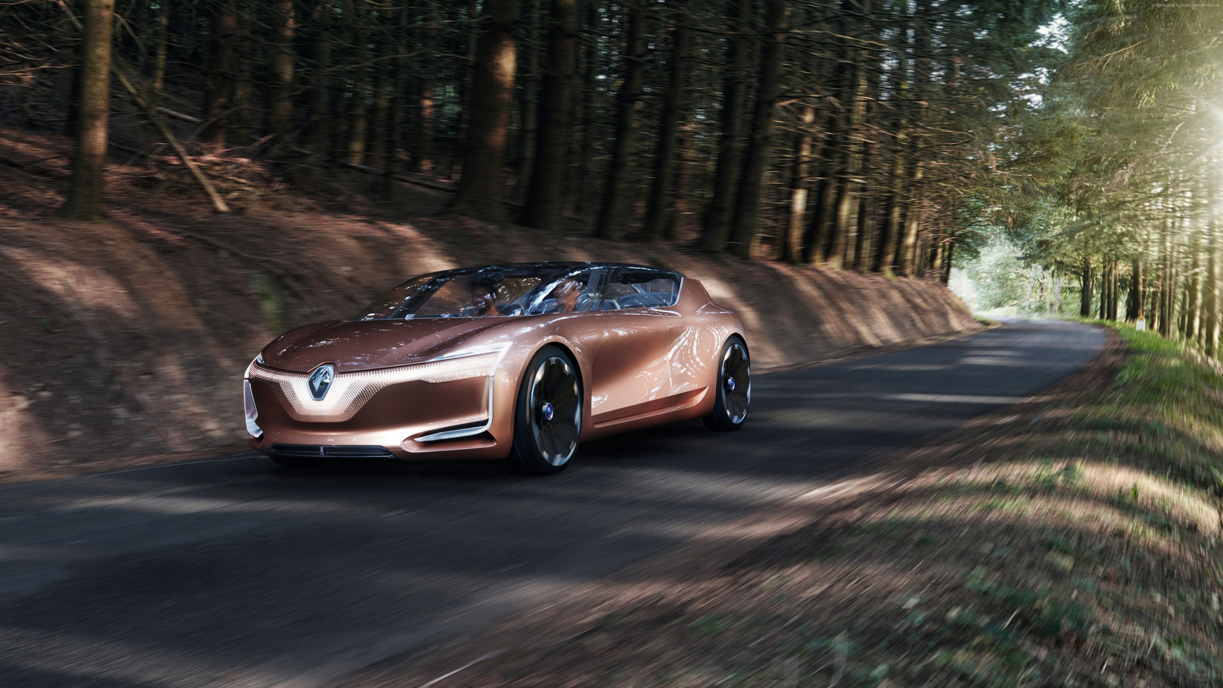 Renault Symbioz electric car driving on a forest road HD Wallpaper