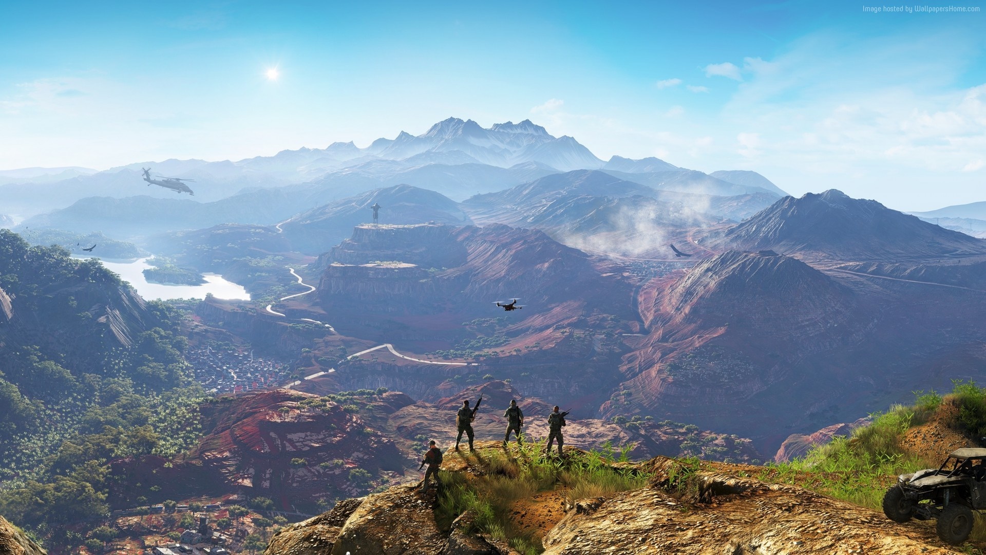 Tom Clancy's Ghost Recon Wildlands landscape with soldiers HD Wallpaper