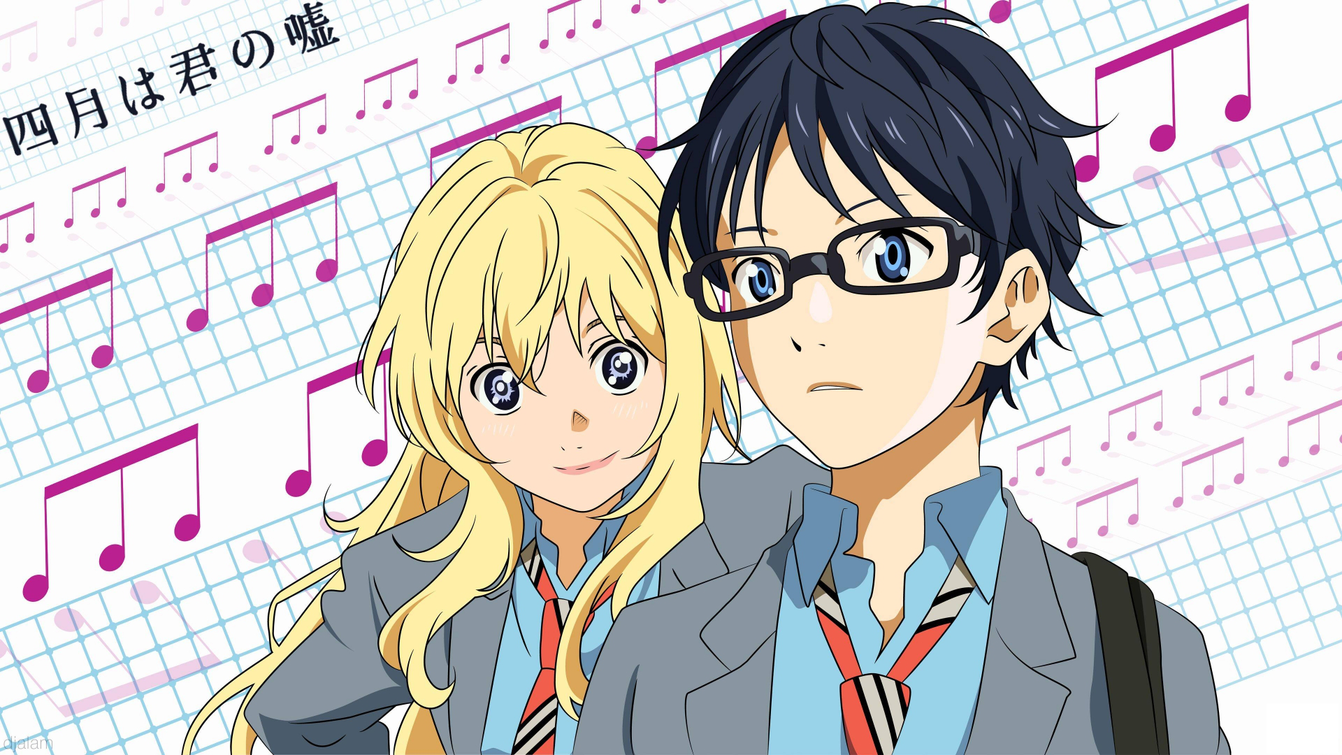 Kaori Miyazono and Kousei Arima from Shigatsu wa Kimi no Uso HD Wallpaper