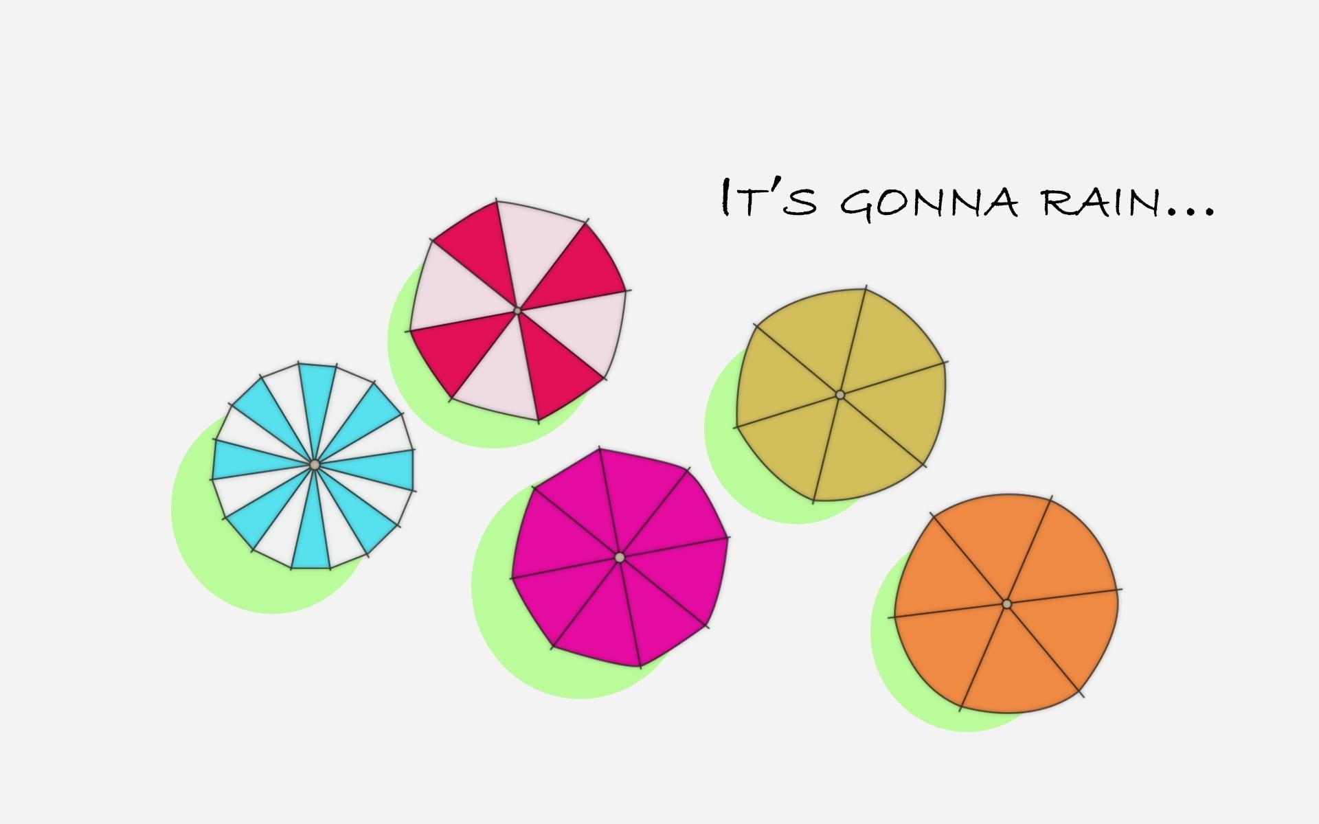 Illustration of umbrellas and text HD Wallpaper