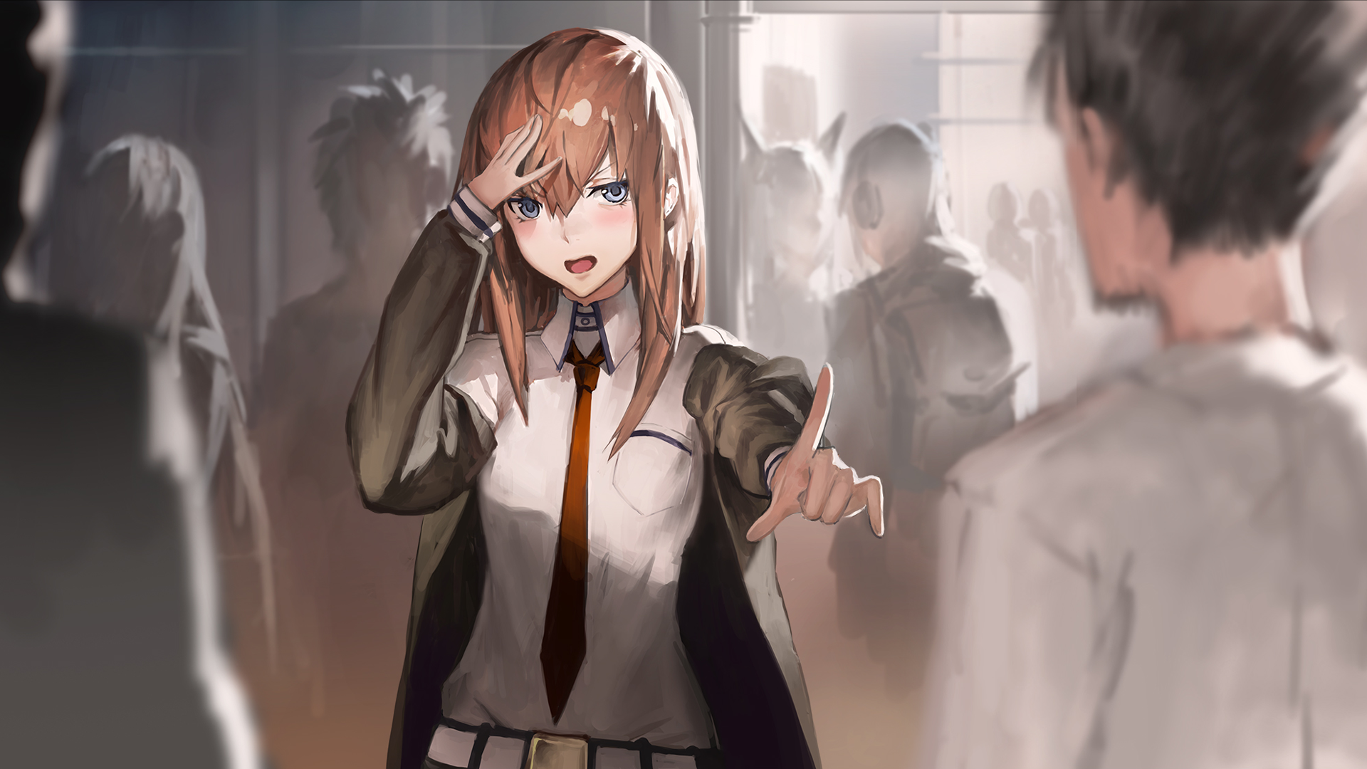 Kurisu Makise from Steins;Gate in a crowd HD Wallpaper