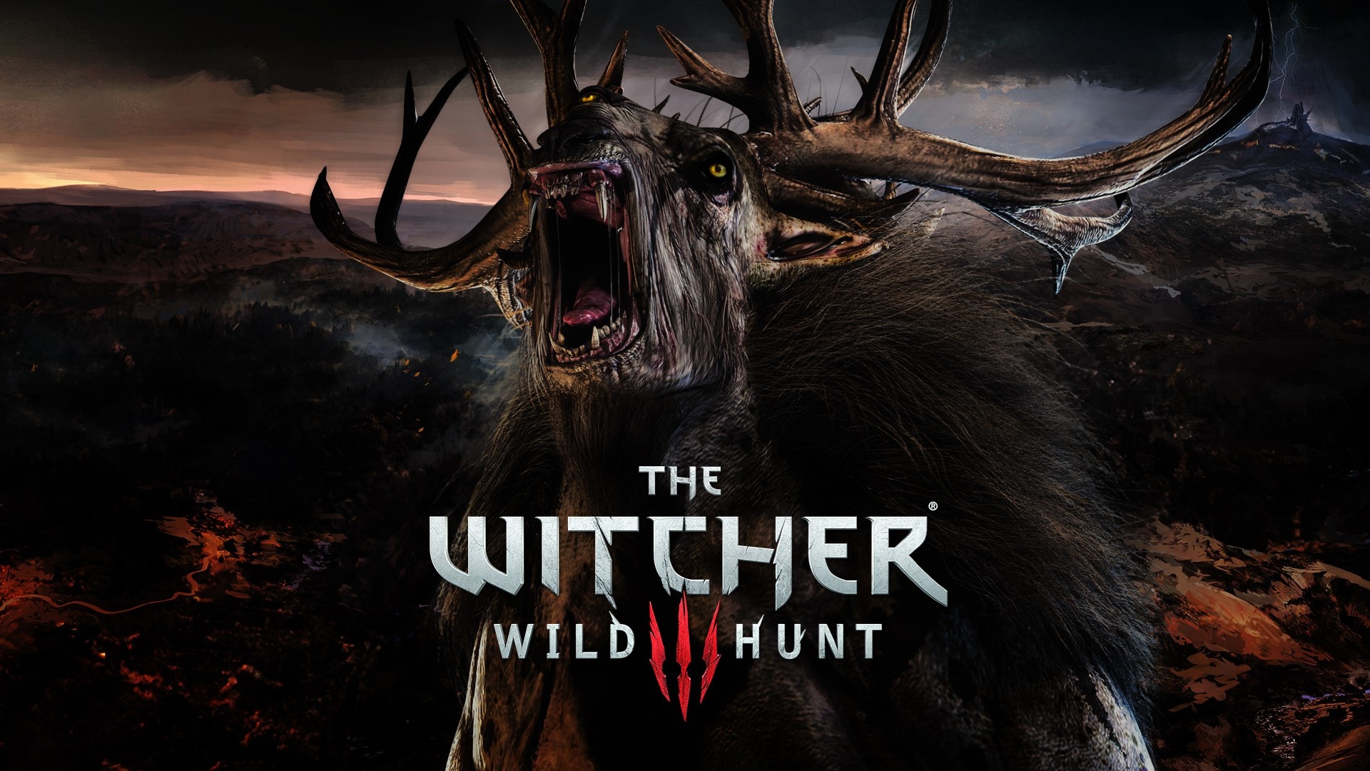 The Witcher 3 Wild Hunt monster and logo HD Wallpaper