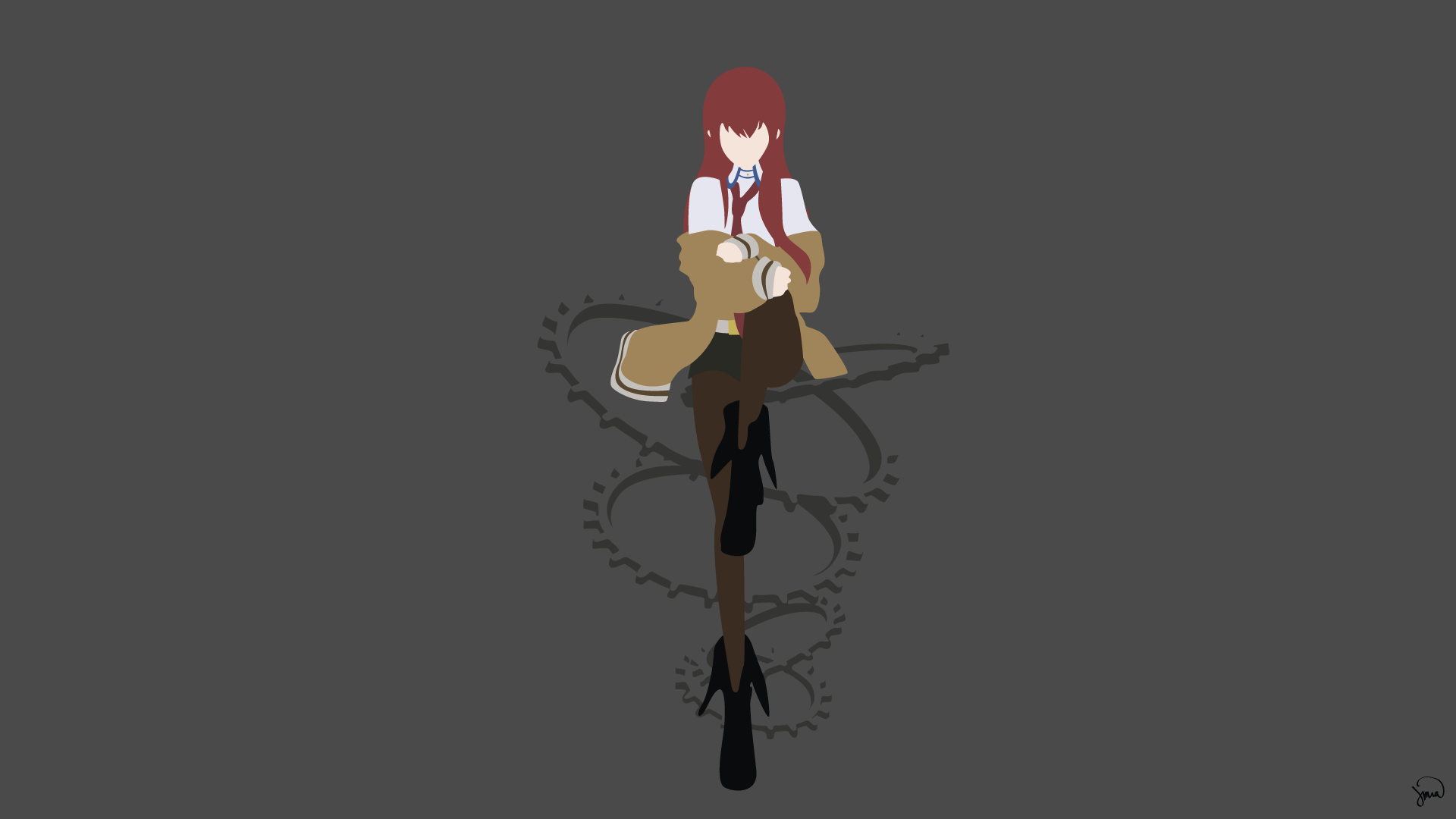 Kurisu Makise from Steins;Gate with gears HD Wallpaper
