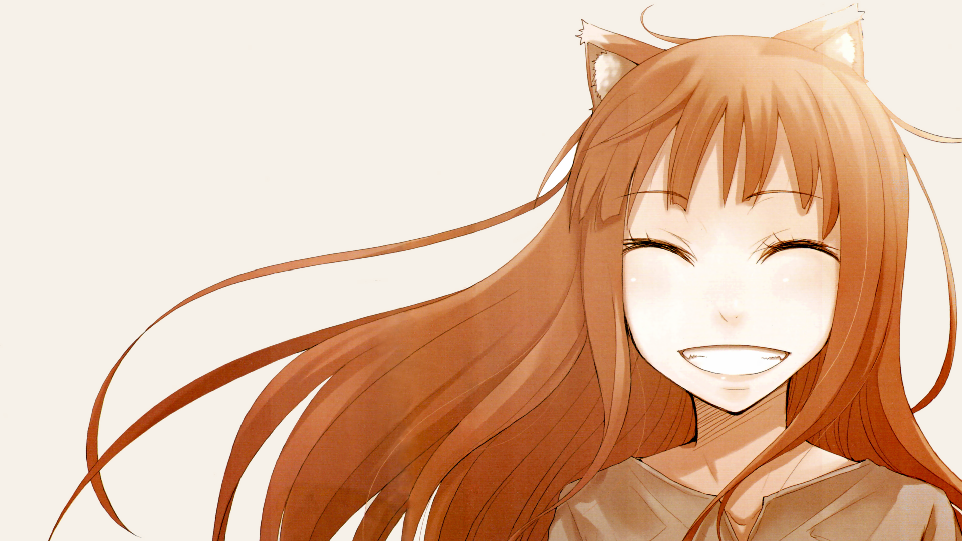 Holo from Spice and Wolf smiling HD Wallpaper