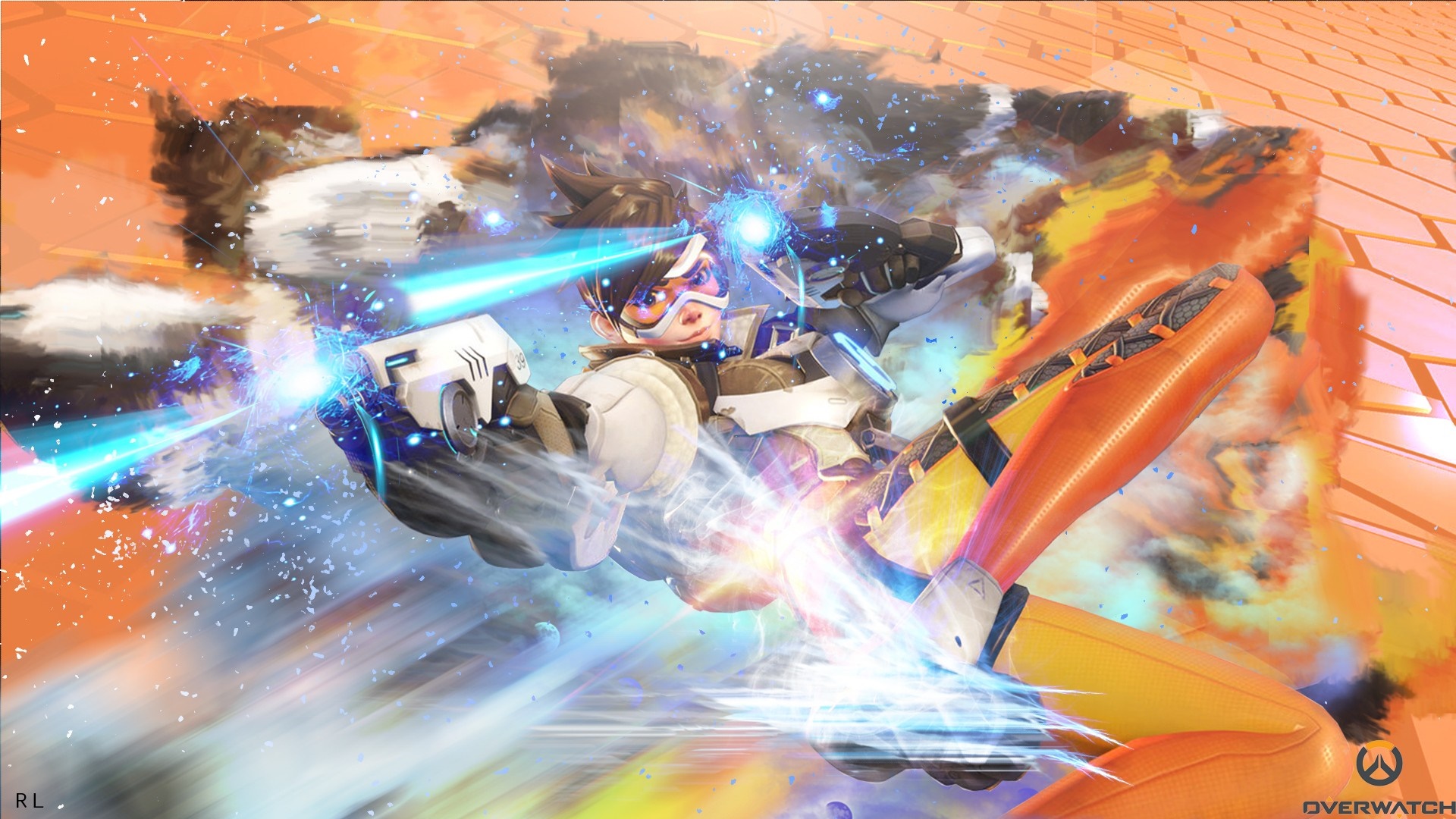 Tracer from Overwatch in action HD Wallpaper