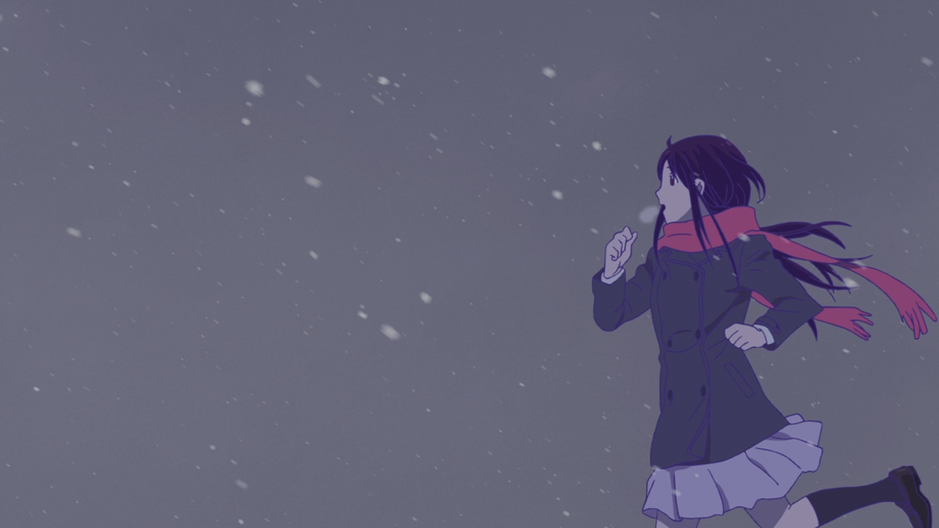 Iki Hiyori from Noragami running in snow HD Wallpaper