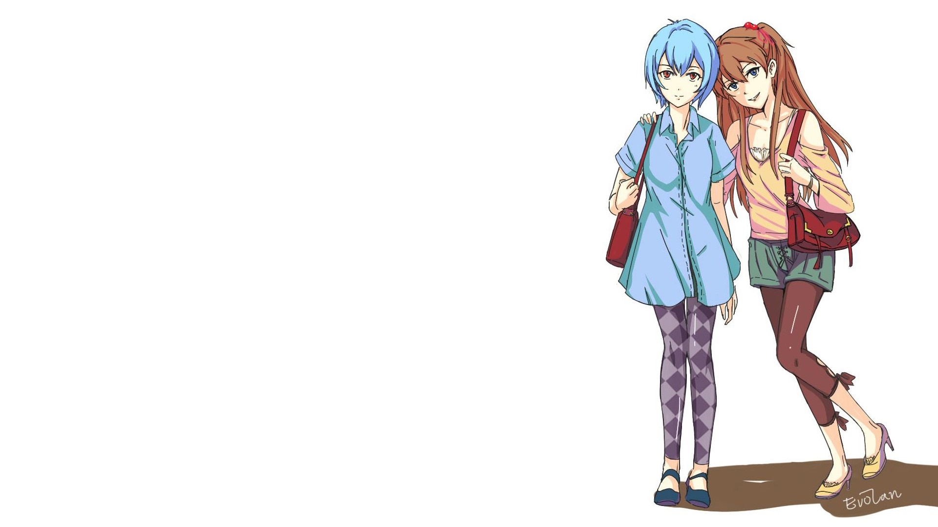 Rei Ayanami and Asuka Langley Soryu from Neon Genesis Evangelion HD Wallpaper