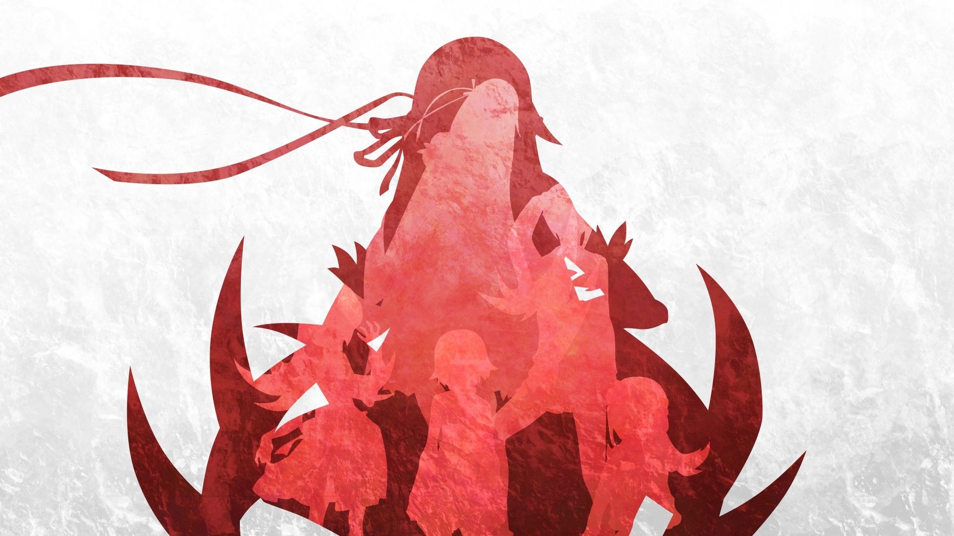 Monogatari Series Silhouette Illustration HD Wallpaper