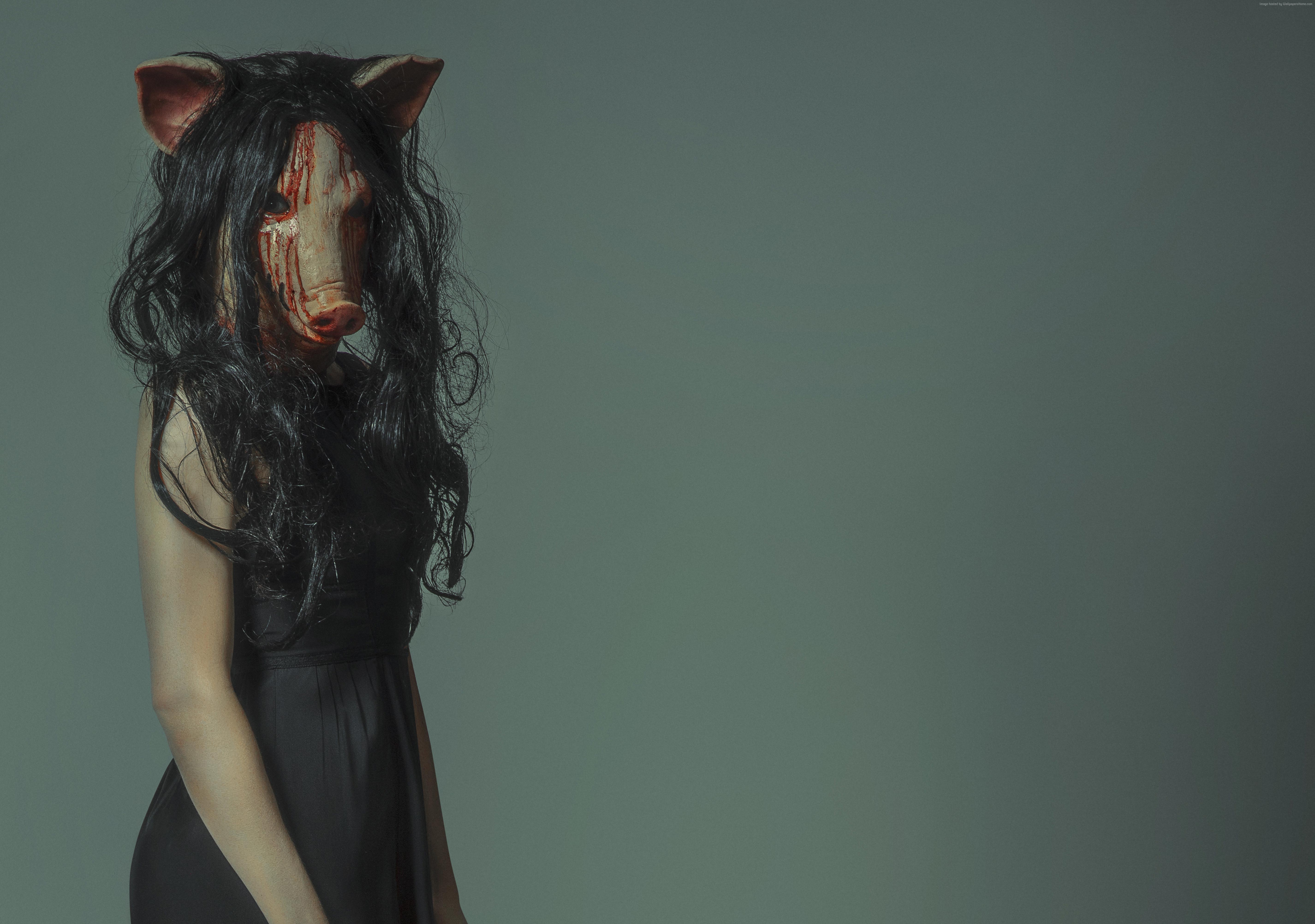 Pig mask character from Jigsaw 4K HD Wallpaper
