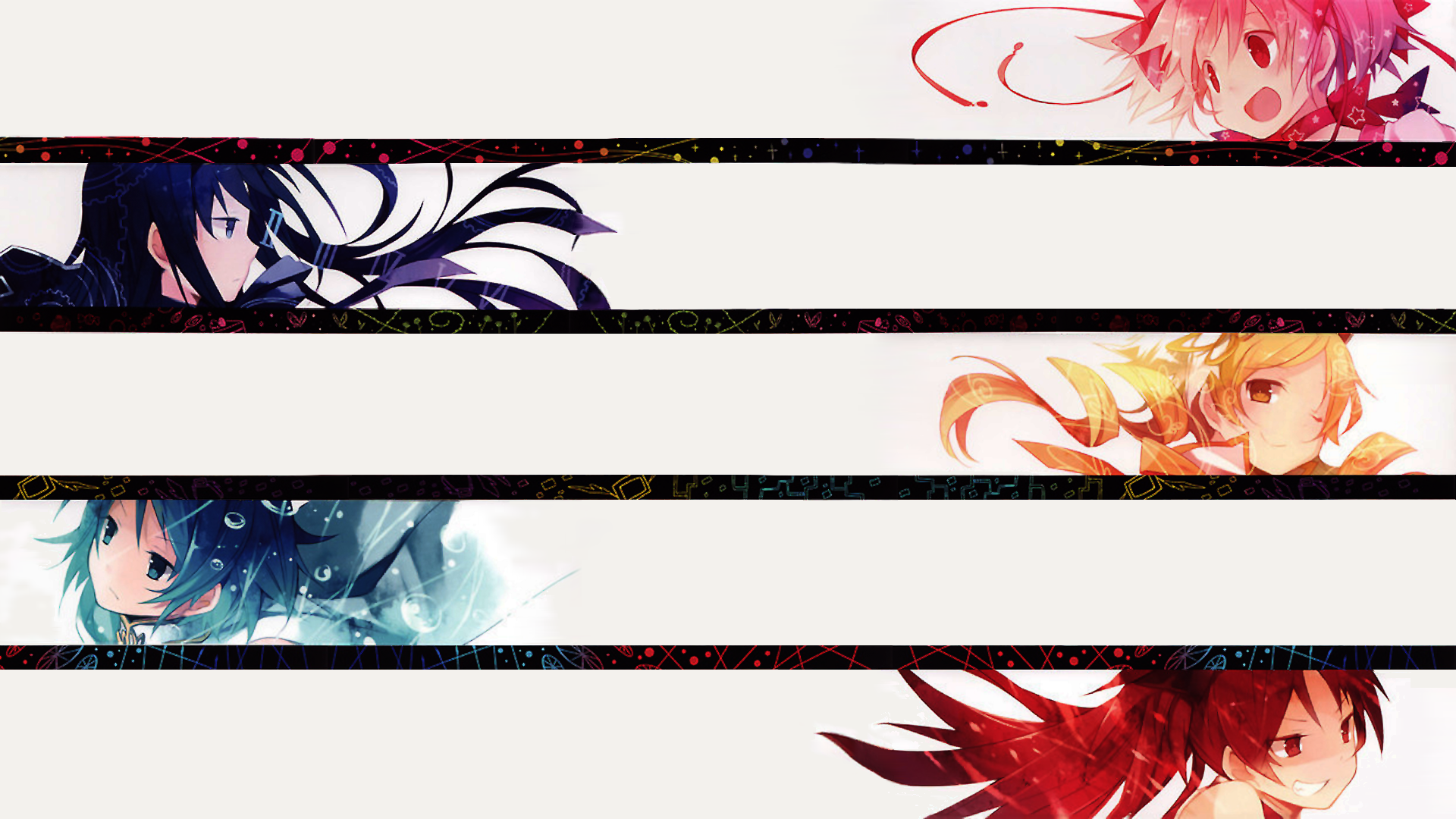Anime characters from Mahou Shoujo Madoka Magica HD Wallpaper