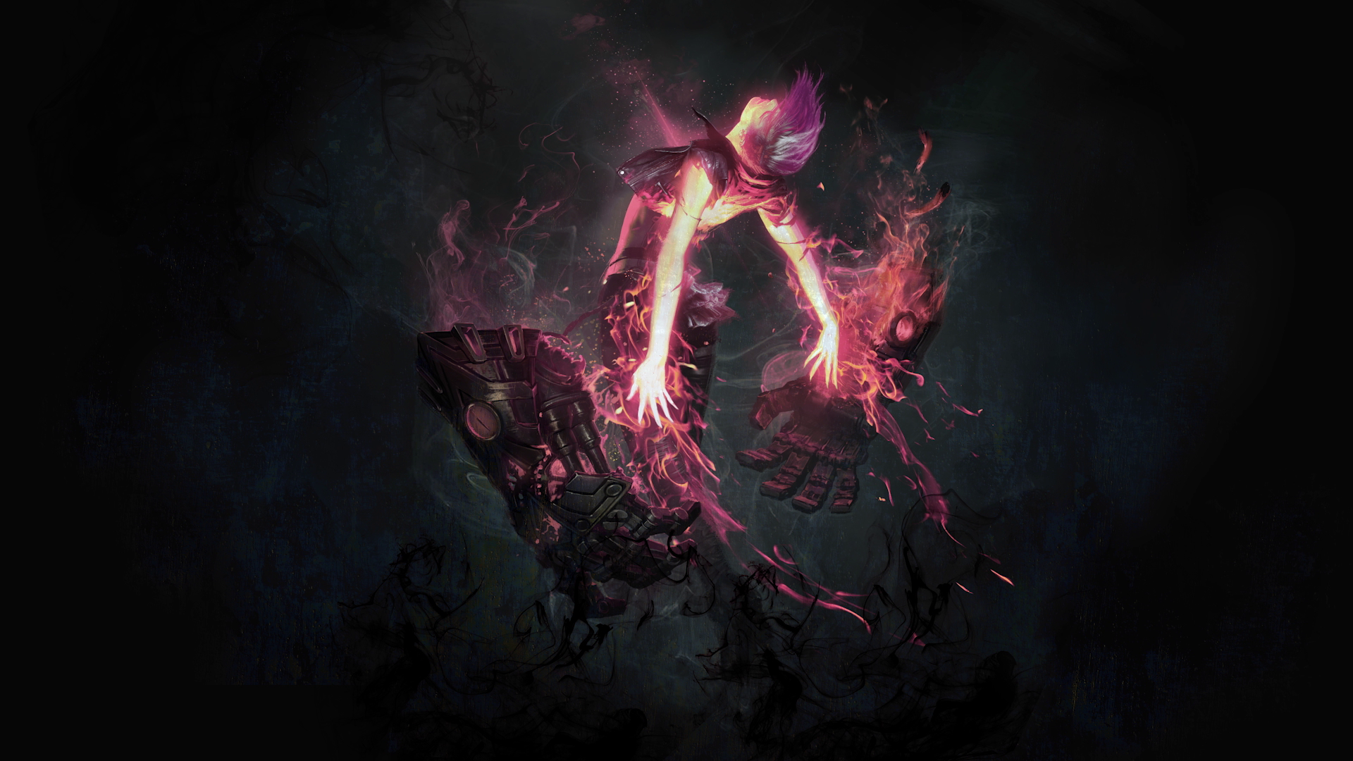 Vi from League of Legends engulfed in flames HD Wallpaper