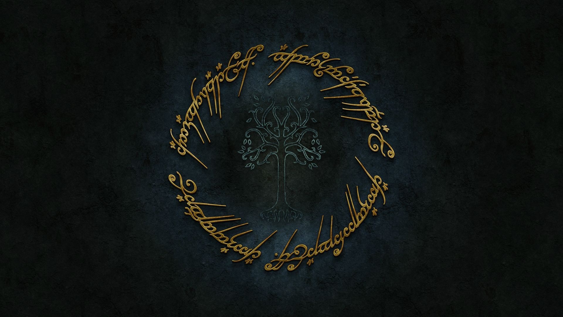 The Lord of the Rings inscription around a tree HD Wallpaper