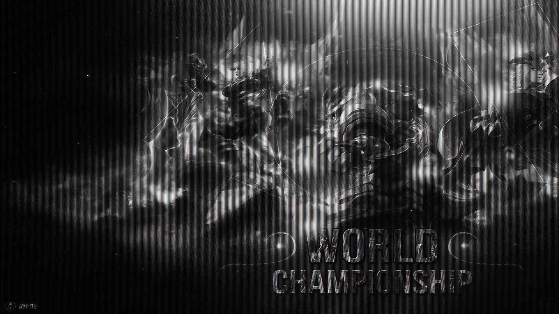 League of Legends World Championship monochrome art HD Wallpaper
