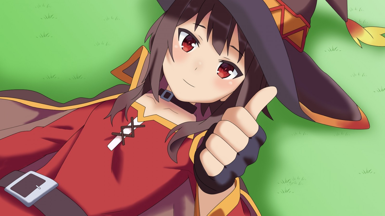 Megumin from Kono Subarashii Sekai ni Shukufuku wo giving a thumbs up HD Wallpaper
