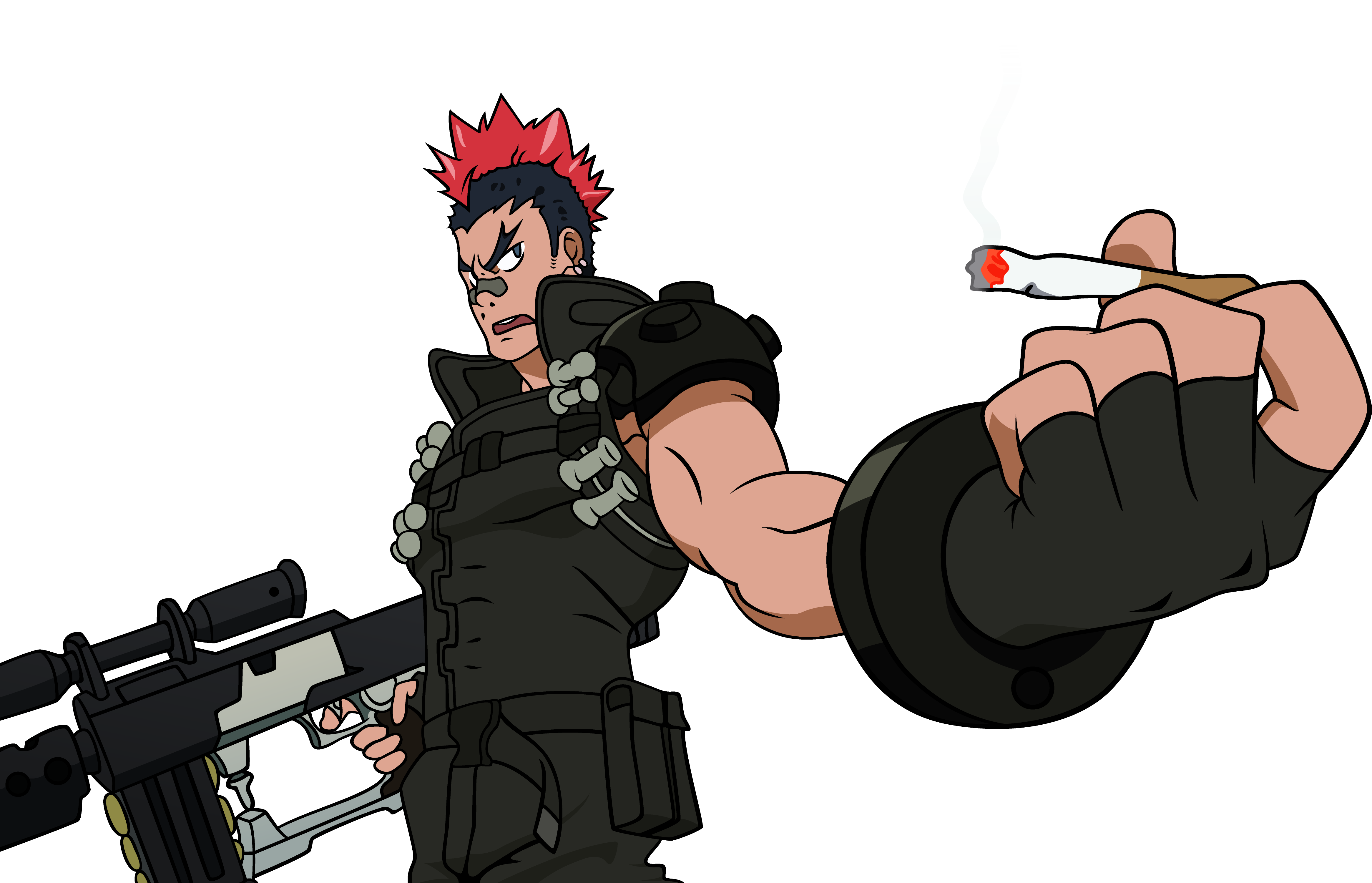 Character from Kill la Kill holding a gun and smoking HD Wallpaper