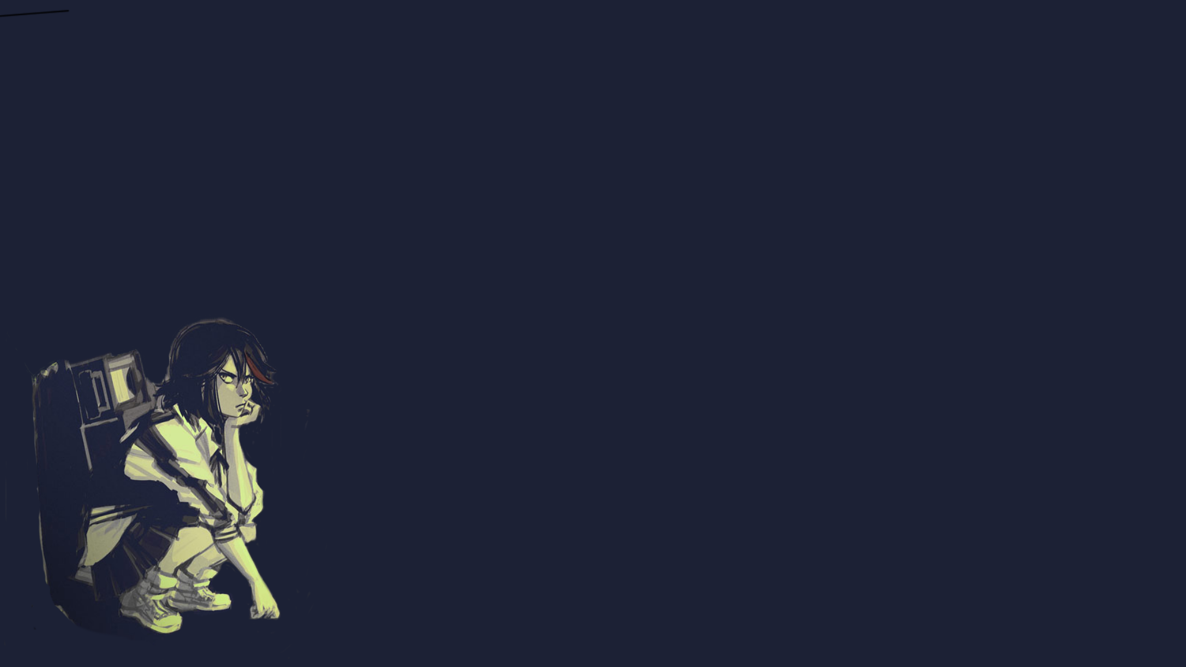 Ryuko Matoi from Kill la Kill with a computer HD Wallpaper