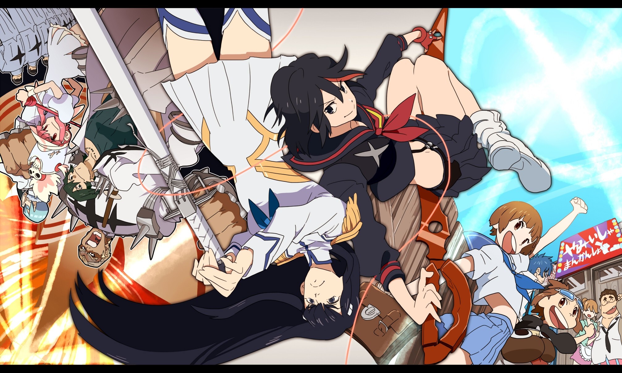 Kill la Kill characters with Ryuko Matoi and Satsuki Kiryuin HD Wallpaper