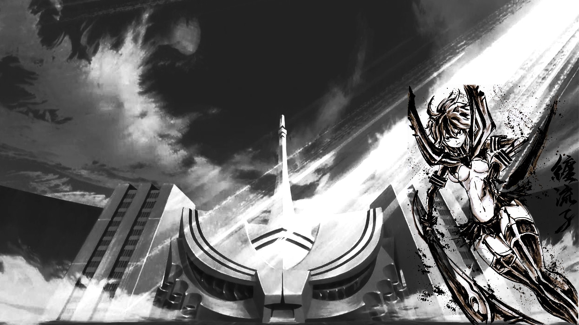 Ryuko Matoi from Kill la Kill launching a rocket HD Wallpaper
