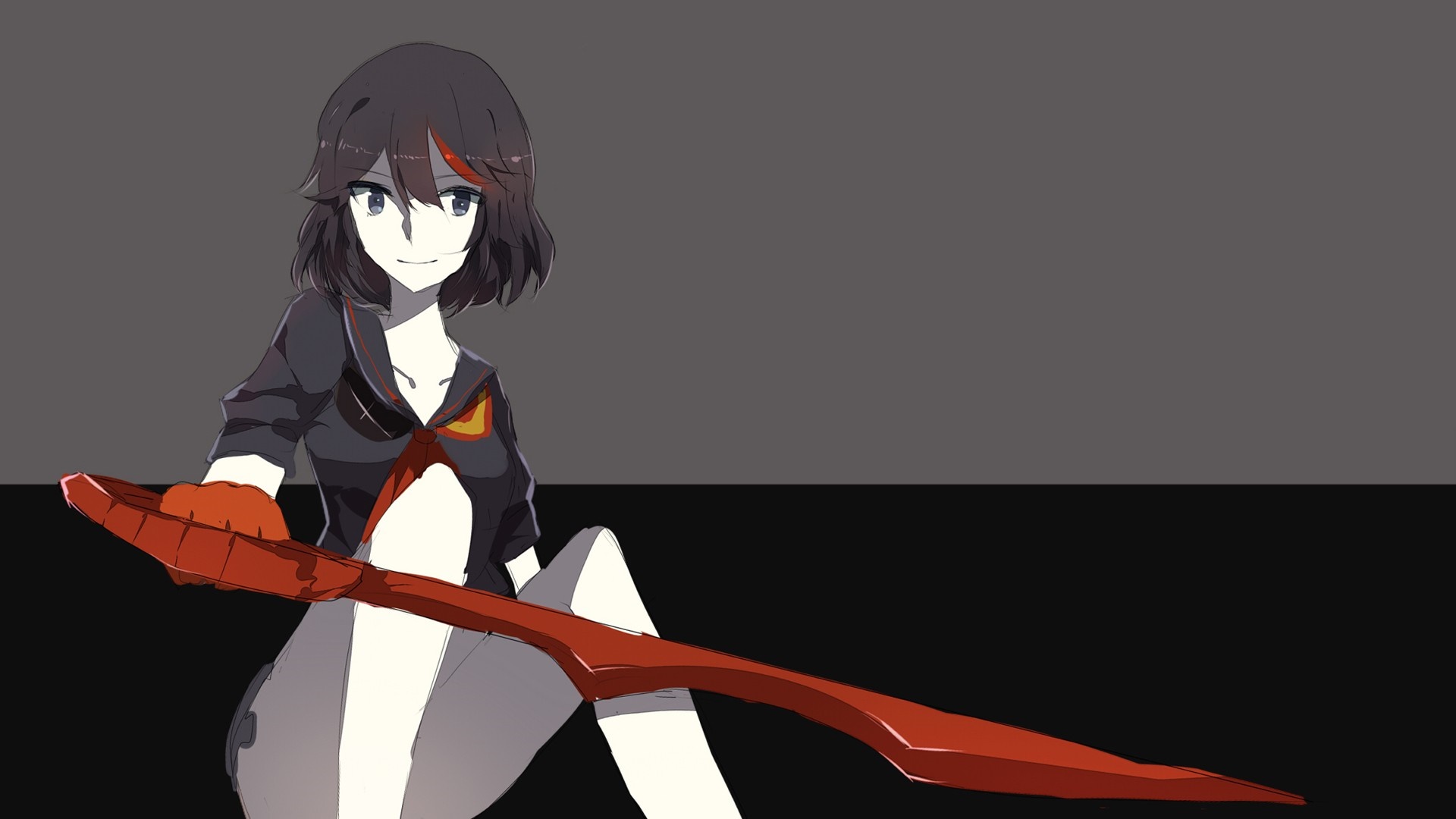 Ryuko Matoi from Kill la Kill holding a scissor blade HD Wallpaper
