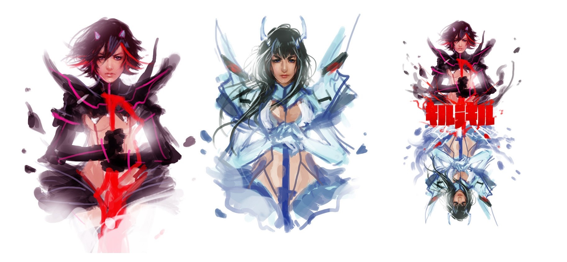 Kill la Kill illustration of Ryuko Matoi and Satsuki Kiryuin HD Wallpaper