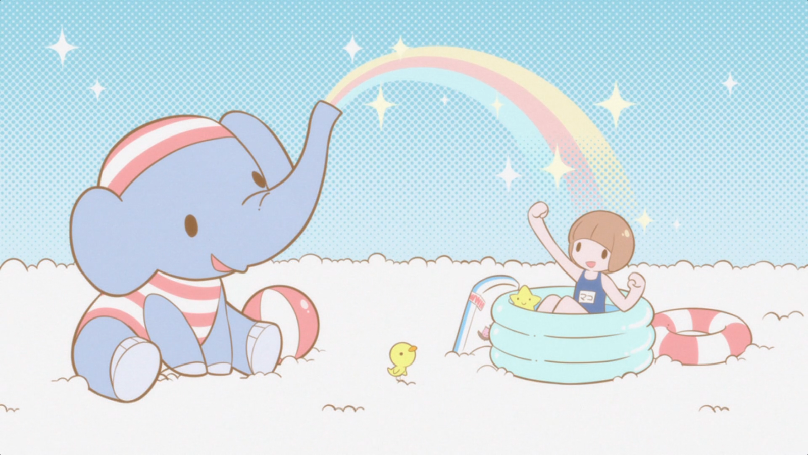 Mako Mankanshoku from Kill la Kill playing with an elephant HD Wallpaper