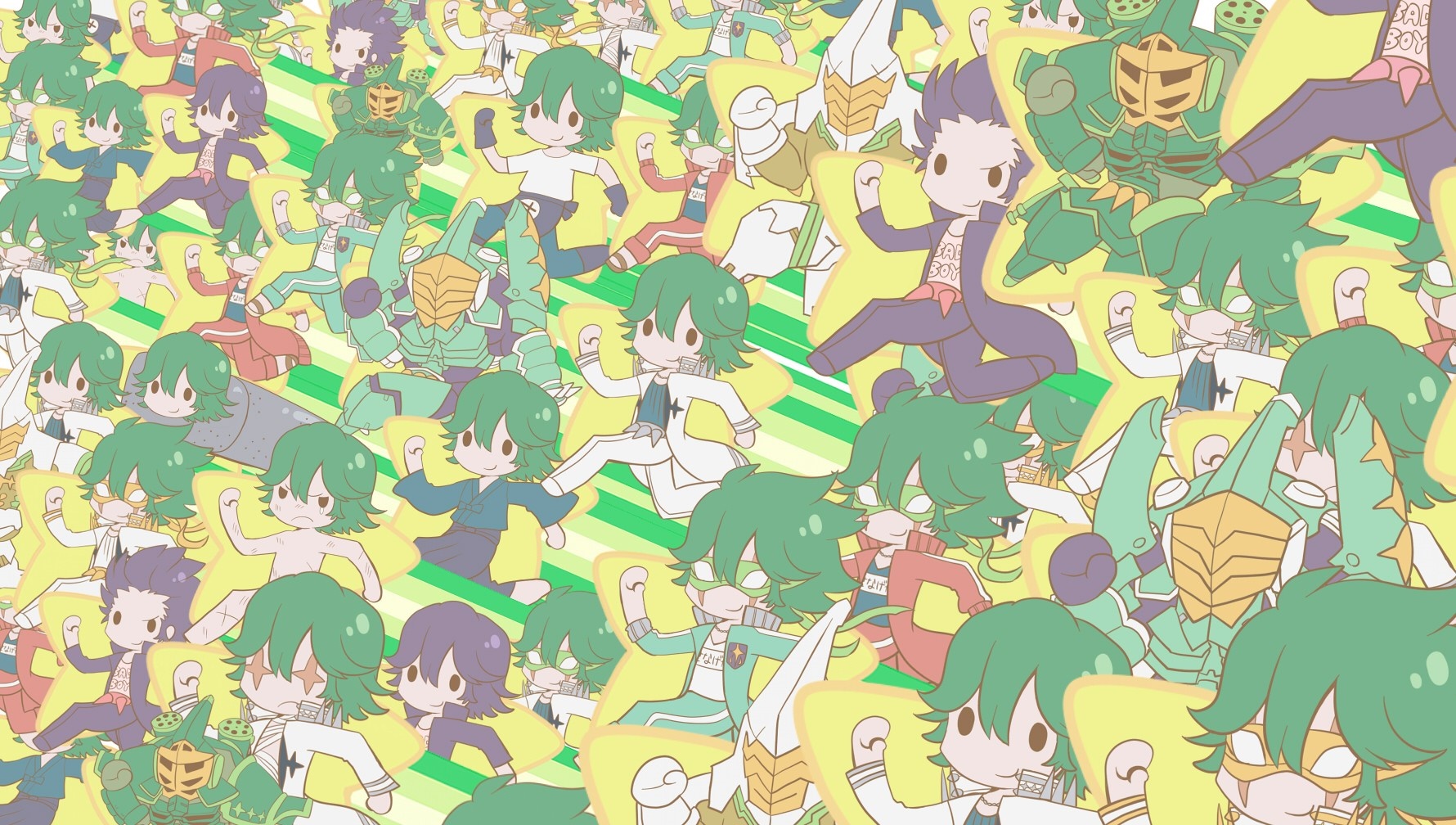 Anime boys in various outfits and mechs HD Wallpaper