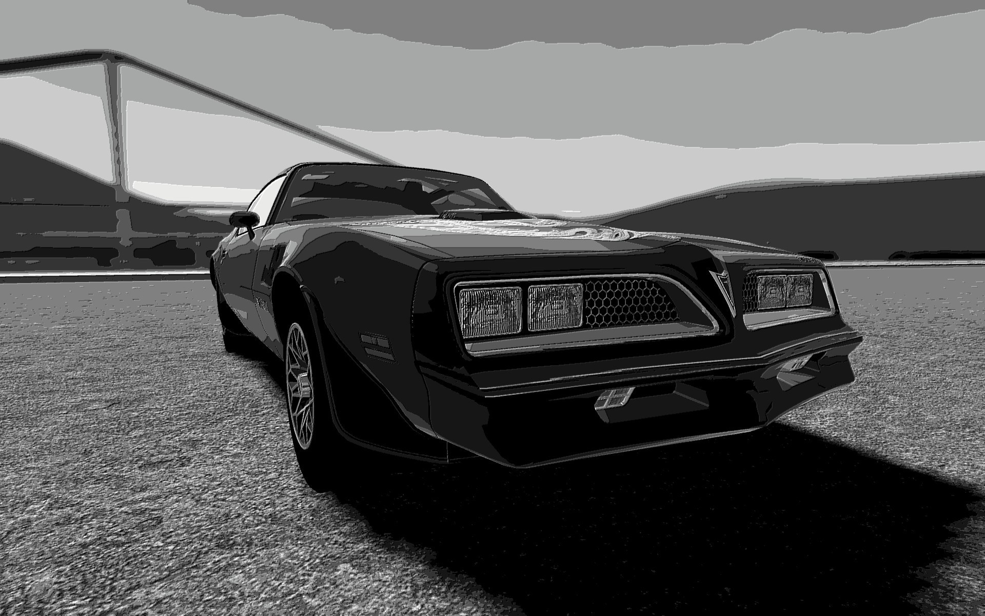 Pontiac Firebird Trans Am in monochrome HD Wallpaper