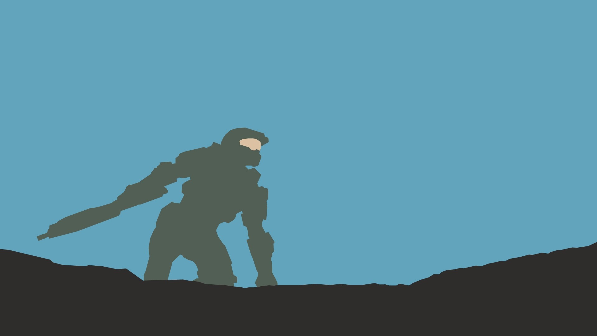 Master Chief from Halo on a dark landscape HD Wallpaper