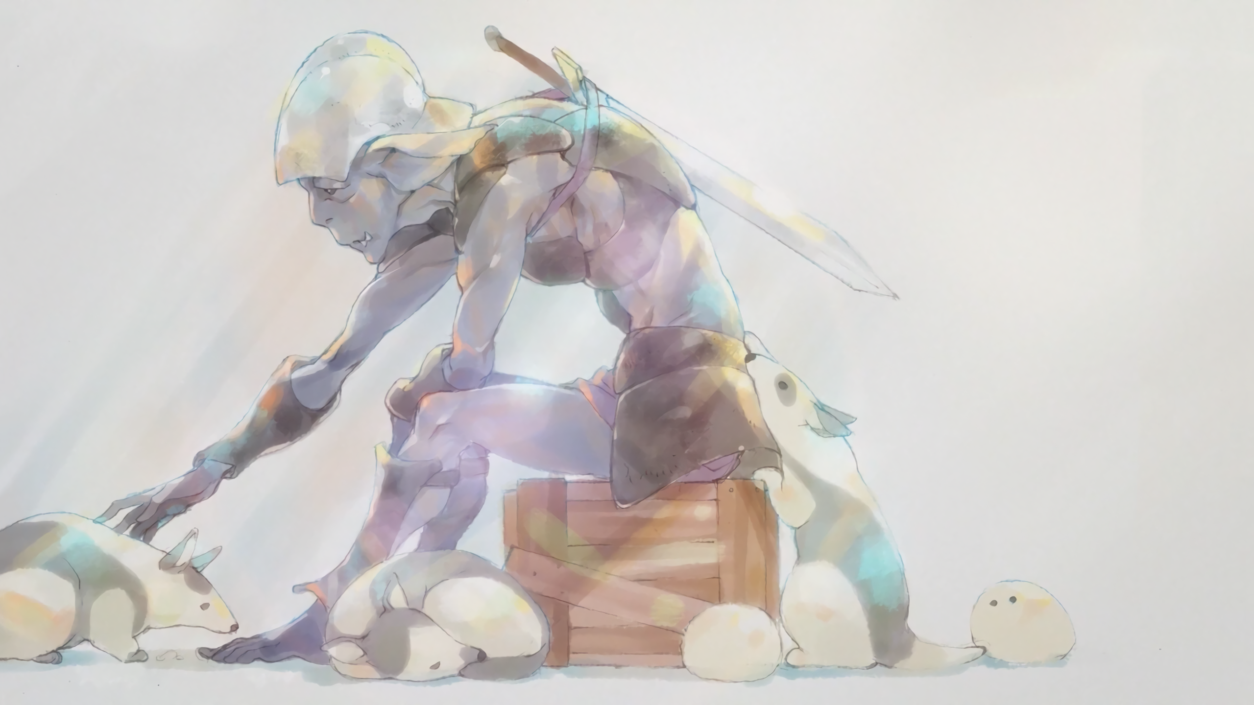 Character from Hai to Gensou no Grimgar with small creatures HD Wallpaper