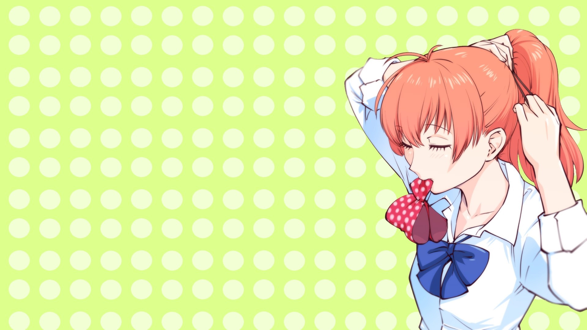 Sakura Chiyo from Gekkan Shoujo Nozaki-kun tying her hair HD Wallpaper