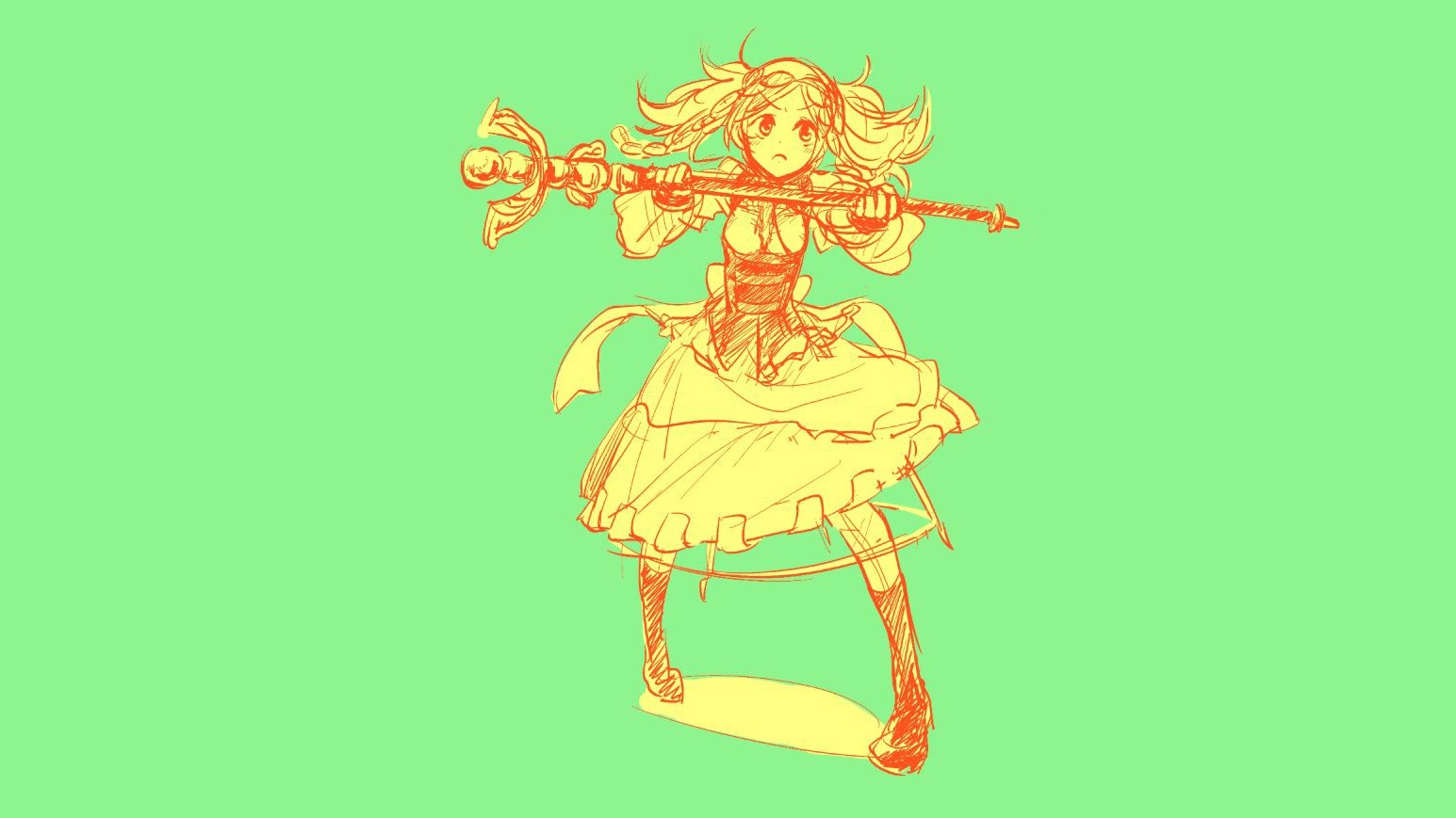 Character from Fire Emblem holding a staff HD Wallpaper