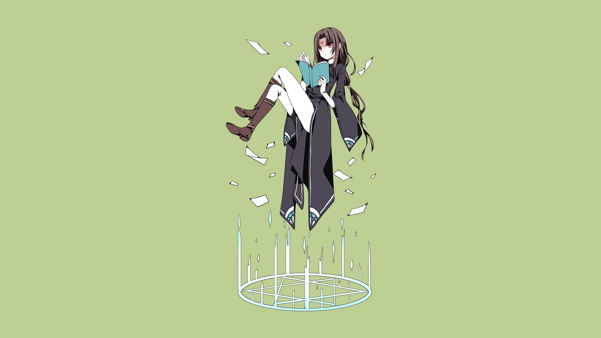 Anime girl reading a book while floating HD Wallpaper