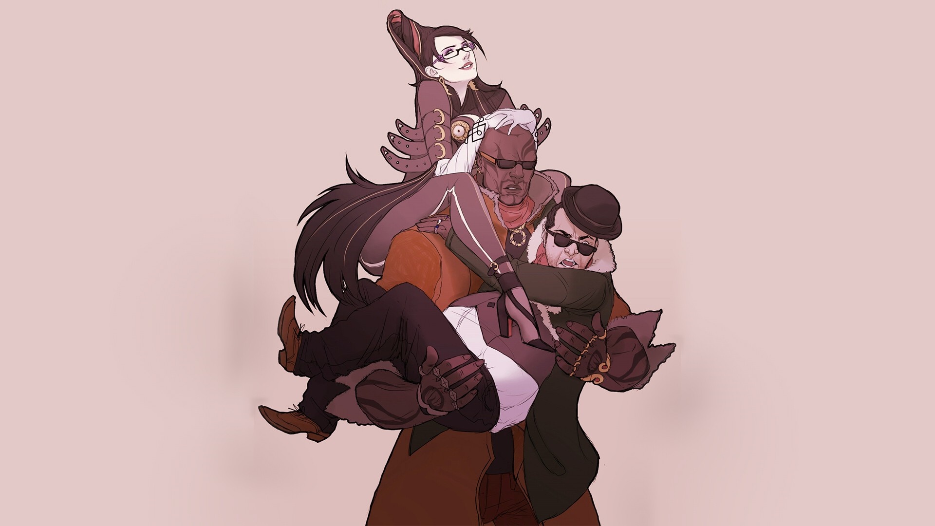 Bayonetta and friends piled on top of each other HD Wallpaper