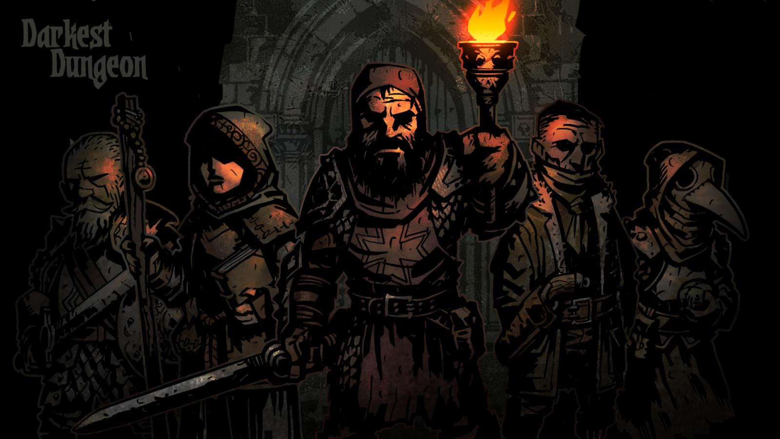 Darkest Dungeon characters holding a torch HD Wallpaper