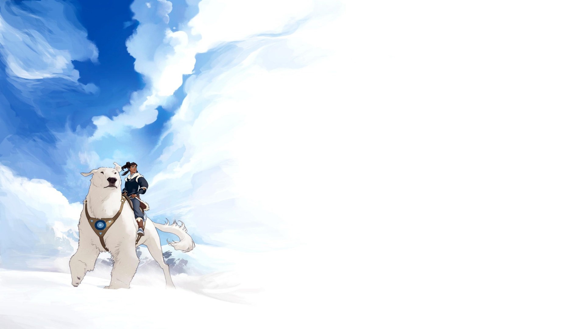 Korra riding Naga from The Legend of Korra HD Wallpaper