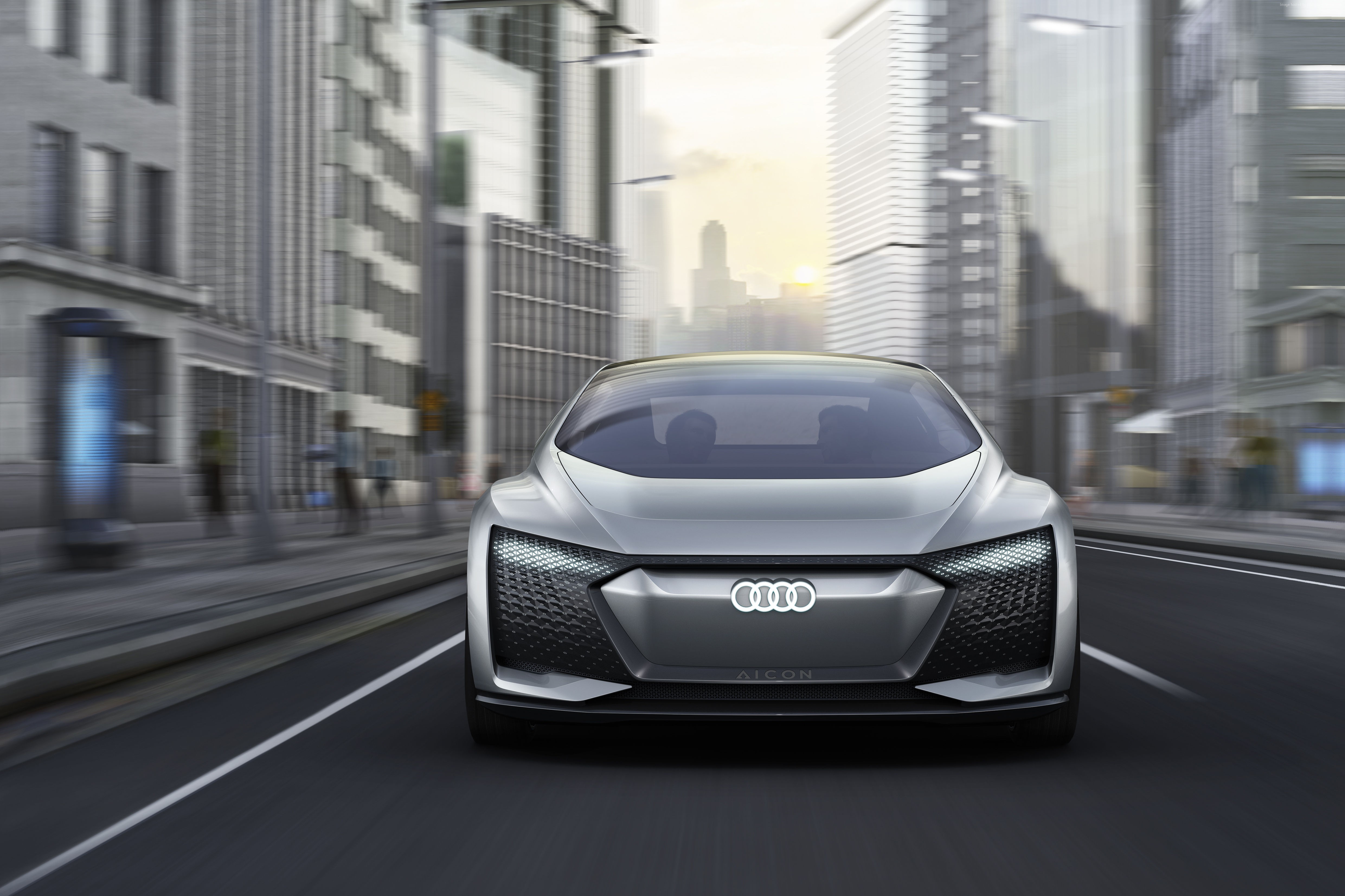 Audi Aicon electric car in a city HD Wallpaper