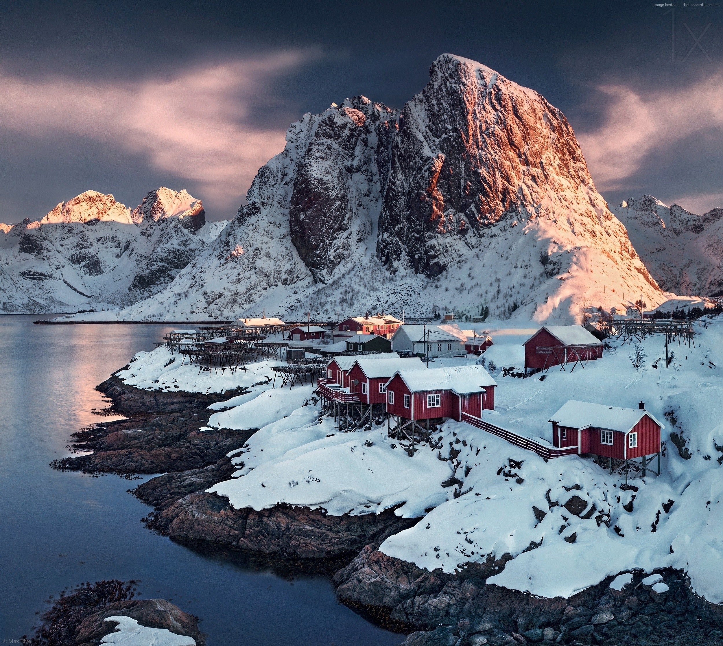 HD wallpaper, village, 4k, Hamnoy, Norway, sunset, water HD Wallpaper