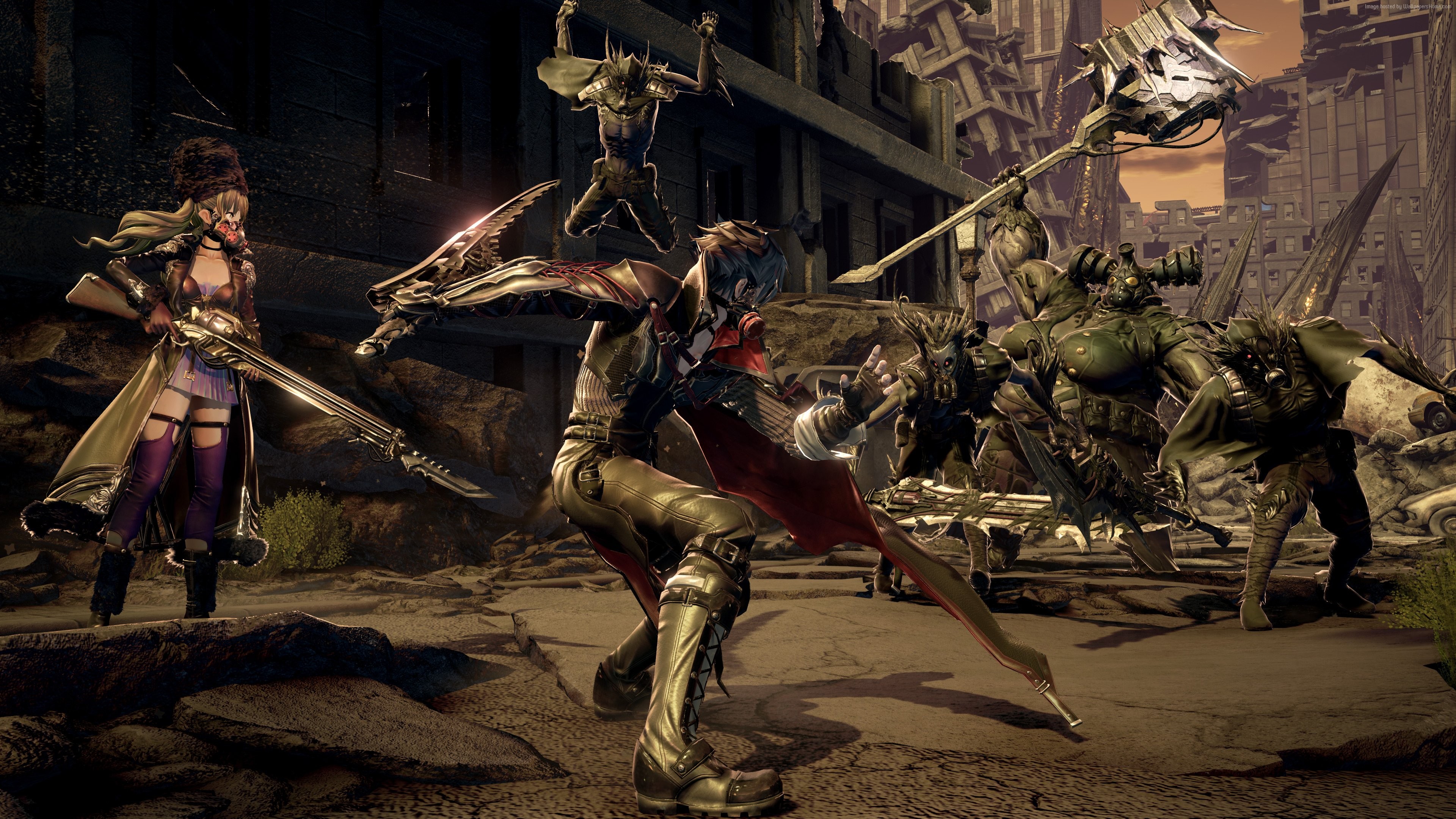 Code Vein characters fighting monsters HD Wallpaper