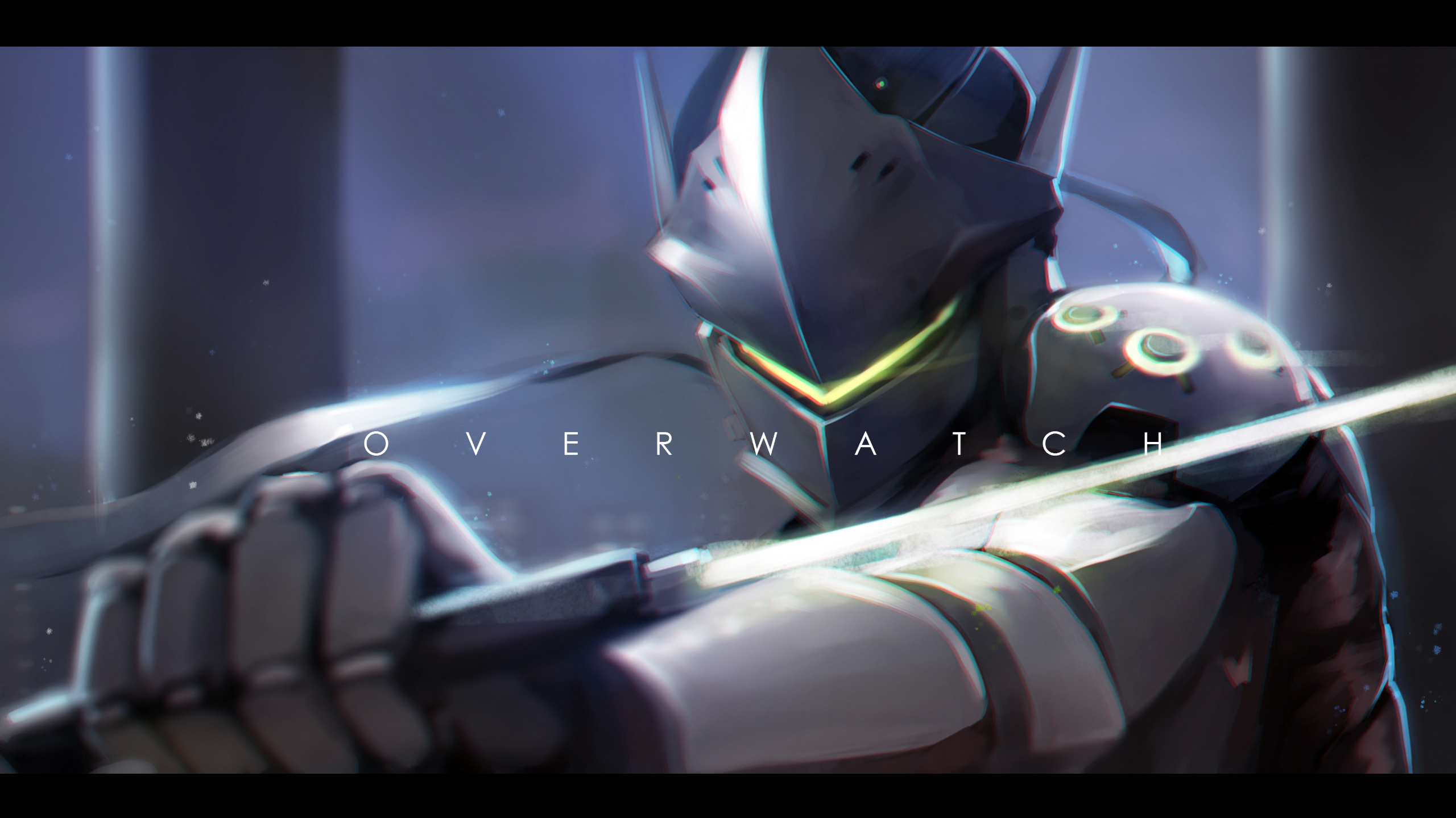 Genji from Overwatch holding a sword HD Wallpaper