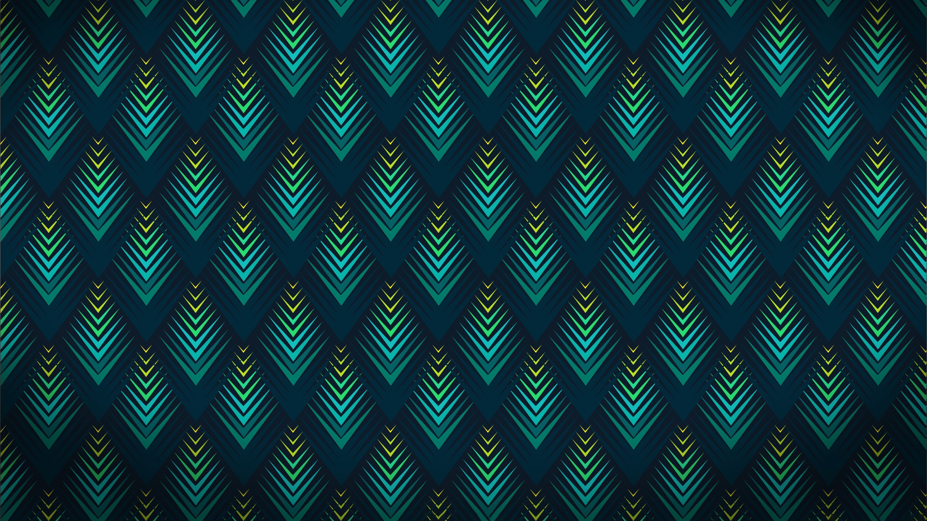 Geometric pattern of stylized peacock feathers HD Wallpaper