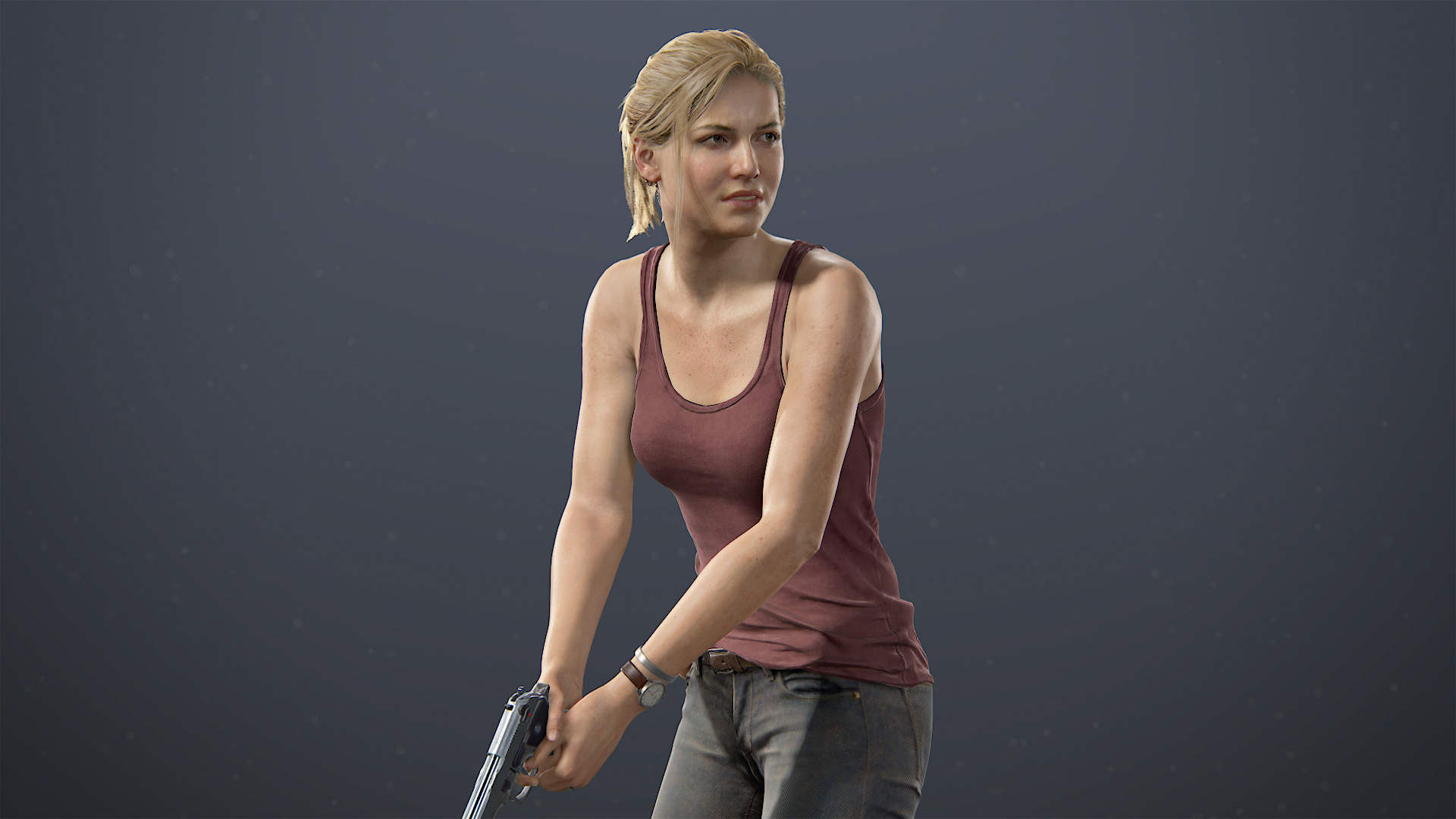 Chloe Frazer from Uncharted 4: A Thief's End holding a pistol HD Wallpaper