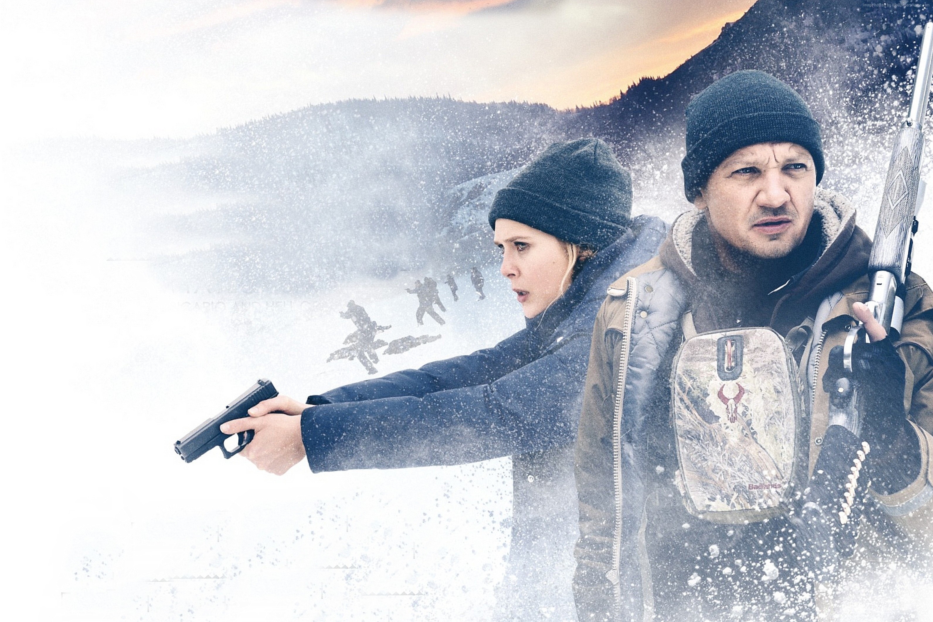 Wind River with Elizabeth Olsen and Jeremy Renner HD Wallpaper