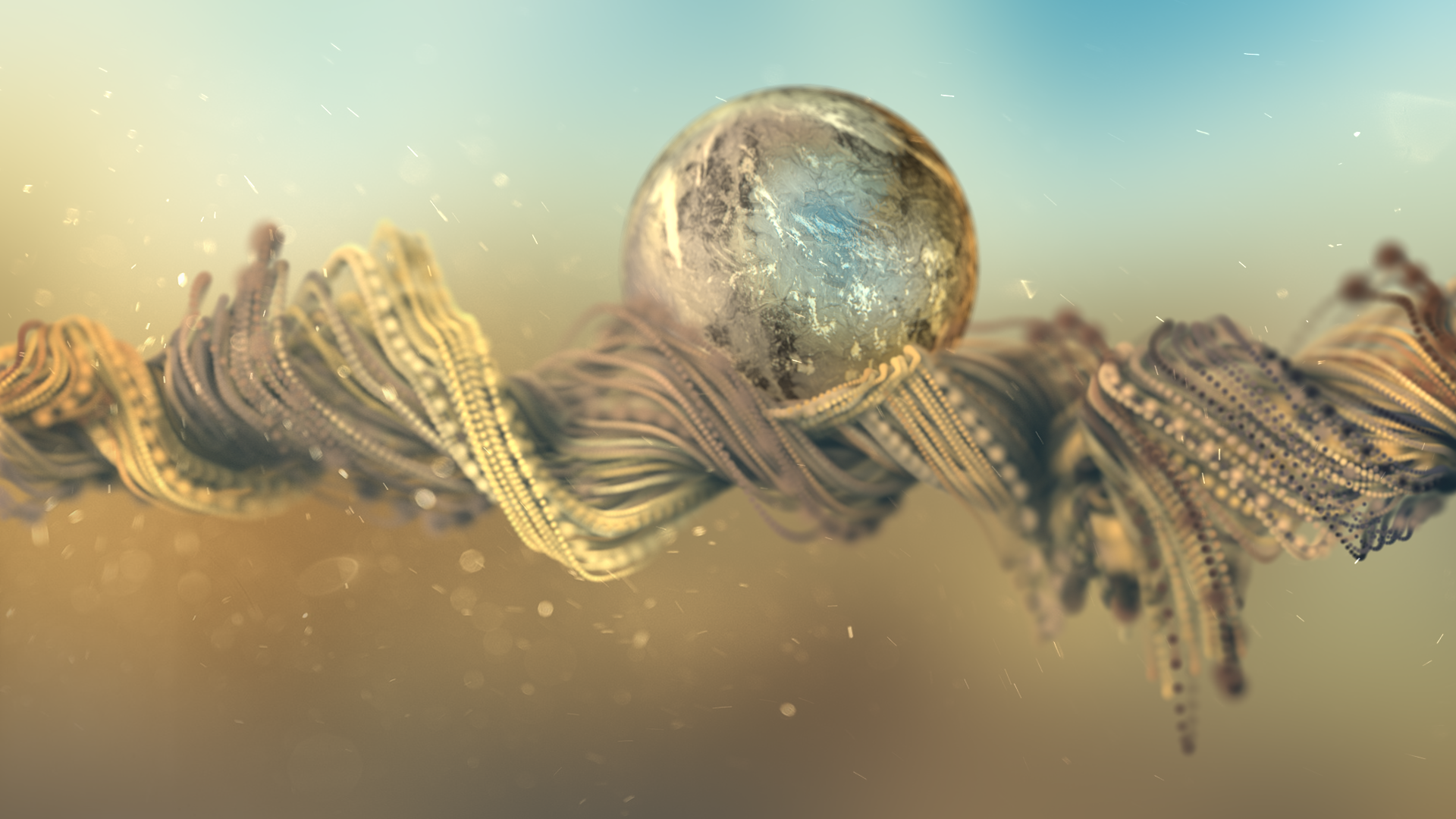 Abstract sphere on a fractal waveform HD Wallpaper