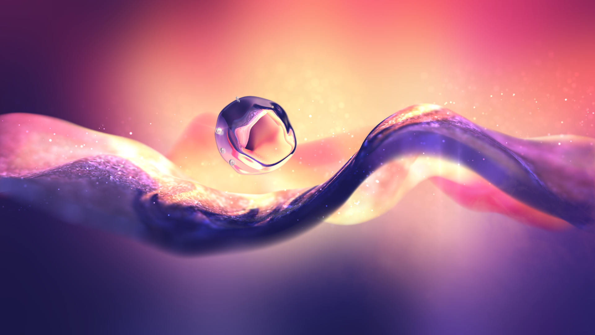 Abstract colorful wavy digital art with water drop HD Wallpaper