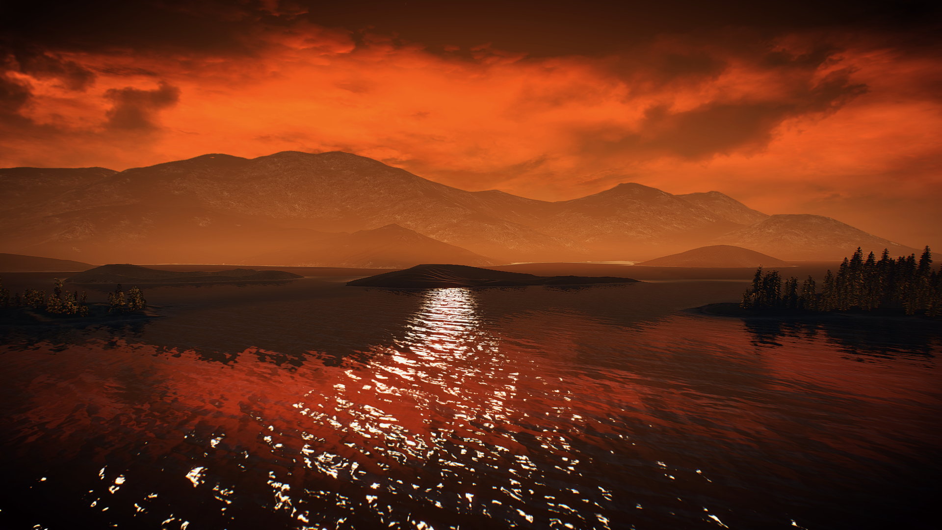 The Witcher 3 Wild Hunt: Sunset over mountains and sea HD Wallpaper
