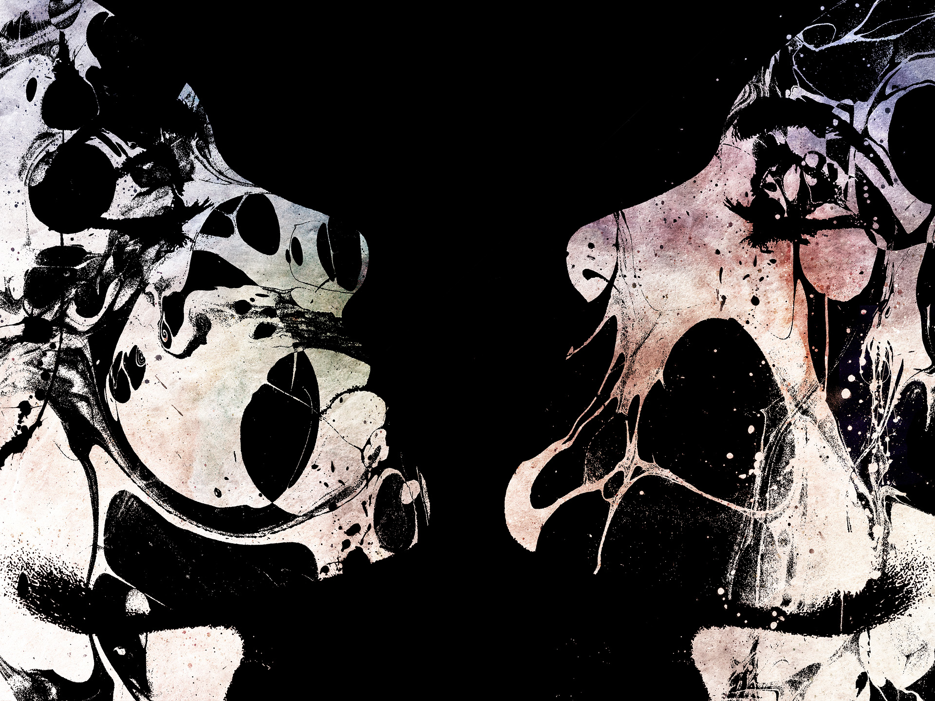Abstract ink splatters forming profiles HD Wallpaper
