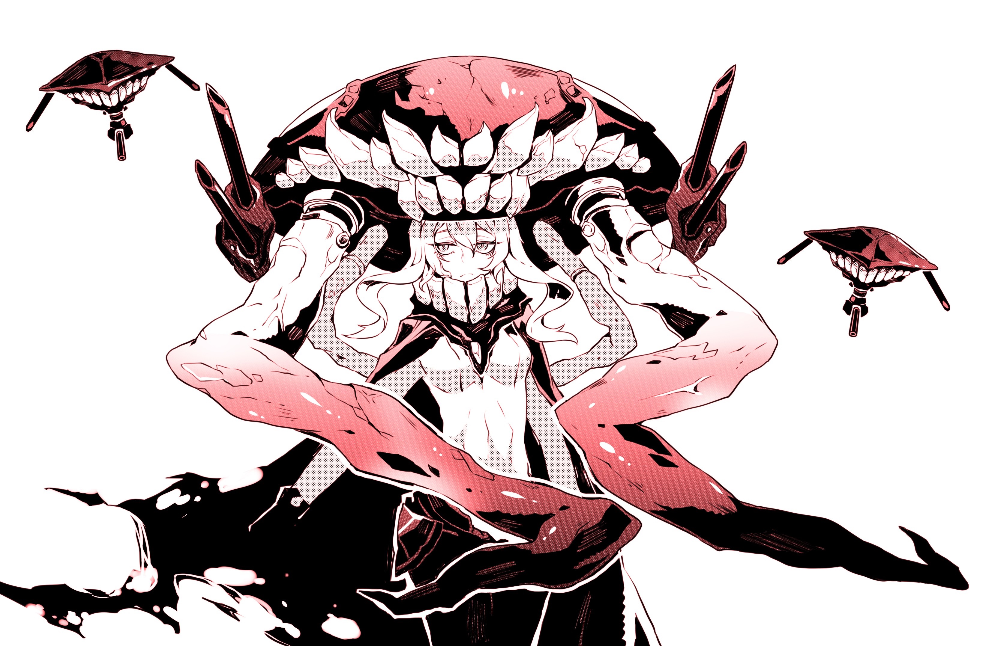 Kantai Collection character with crab-like armor and drones HD Wallpaper